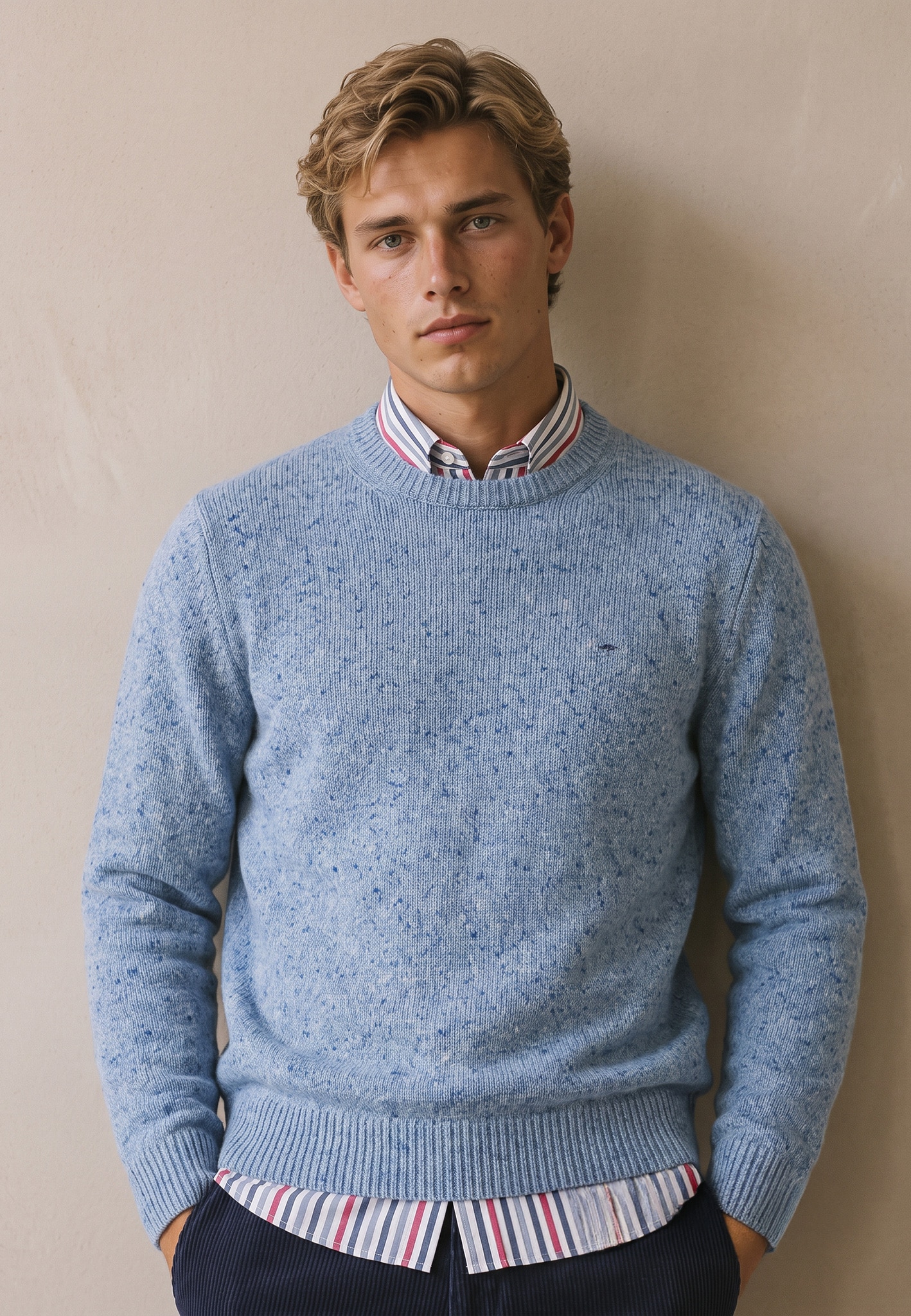 FYNCH-HATTON Strickpullover meliert, mit Woll-Anteil