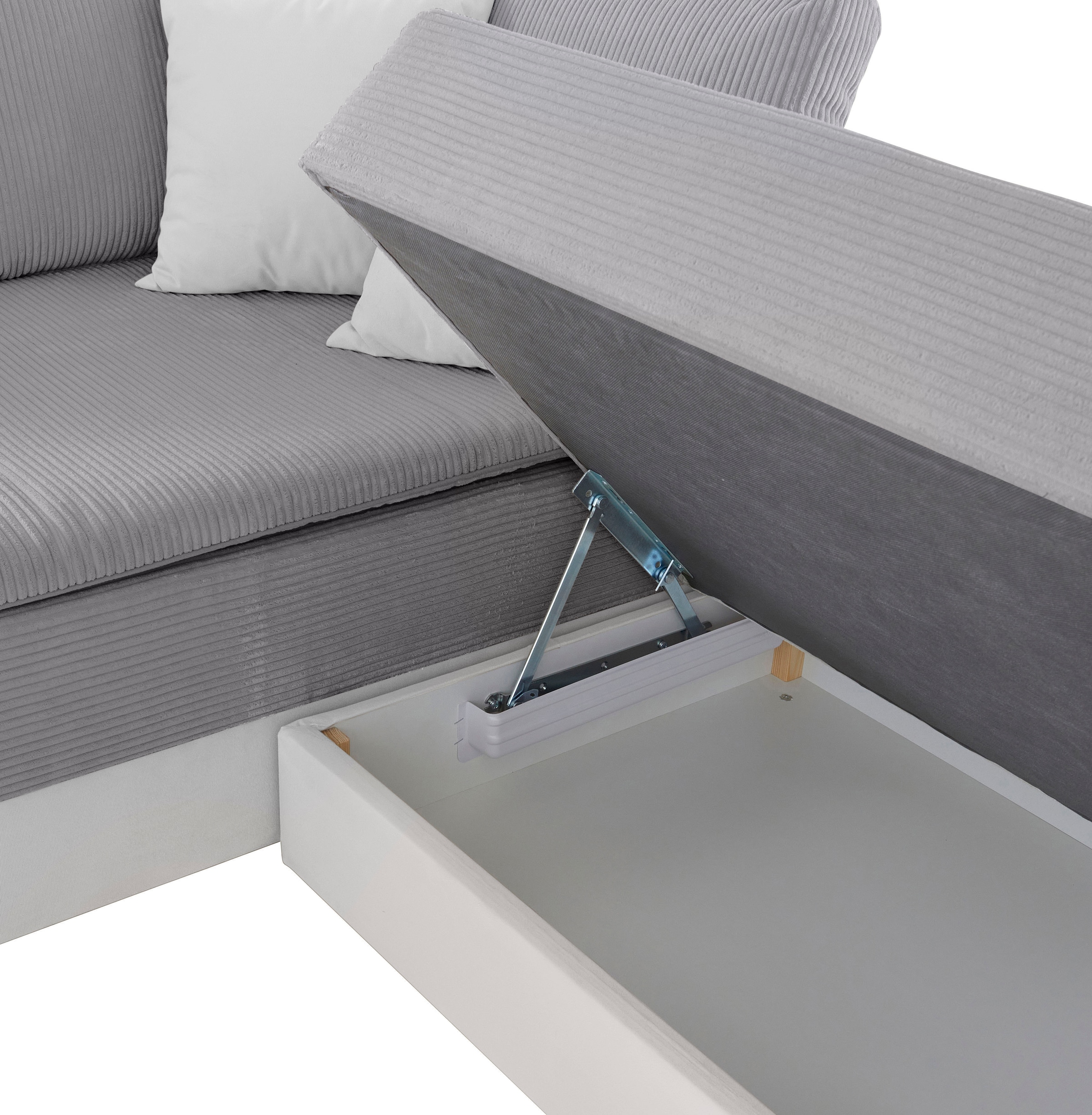 INOSIGN Ecksofa »Boxspringbett Night & Day L-Form mit Dauer-Schlaffunktion mit Armlehne«, mit Boxspring-Bettfunktion 180x200 cm und Bettkasten, Dauerschläfer!