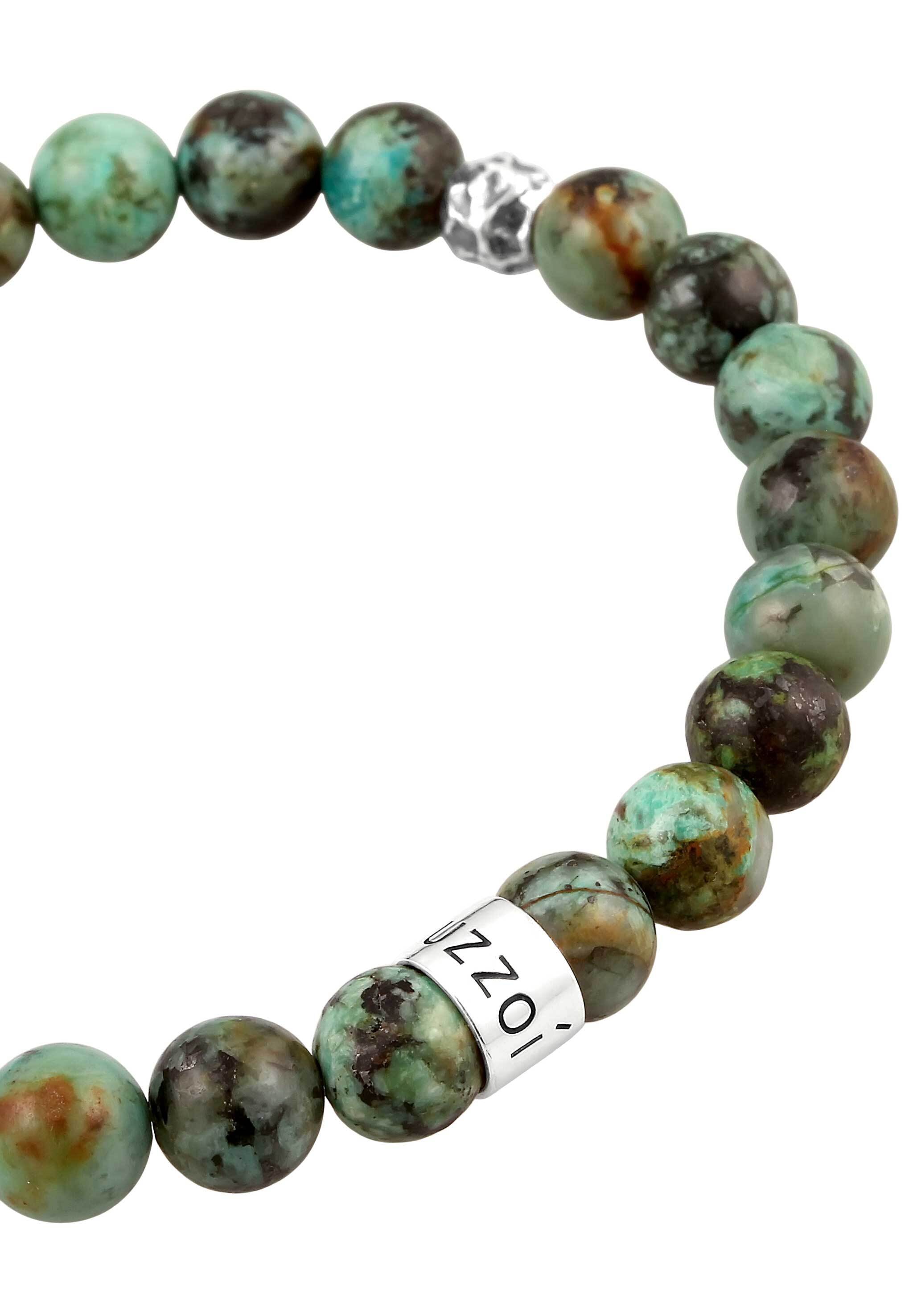 Kuzzoi Armkette »Armband Edelstein Perlen Türkis Grünlich-Braun 925 Sterling Silber«