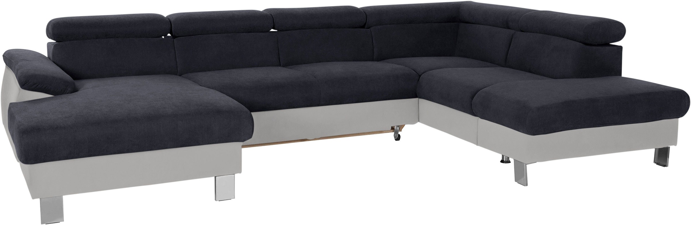 COTTA Polstergarnitur »Komaris U-Form, B: 320 bzw. 100 cm (Set: Wohnlandschaft & Hocker)«, (Set), mit Kopfteilverstellung, optional Bettfunktion, Bettkasten & Licht