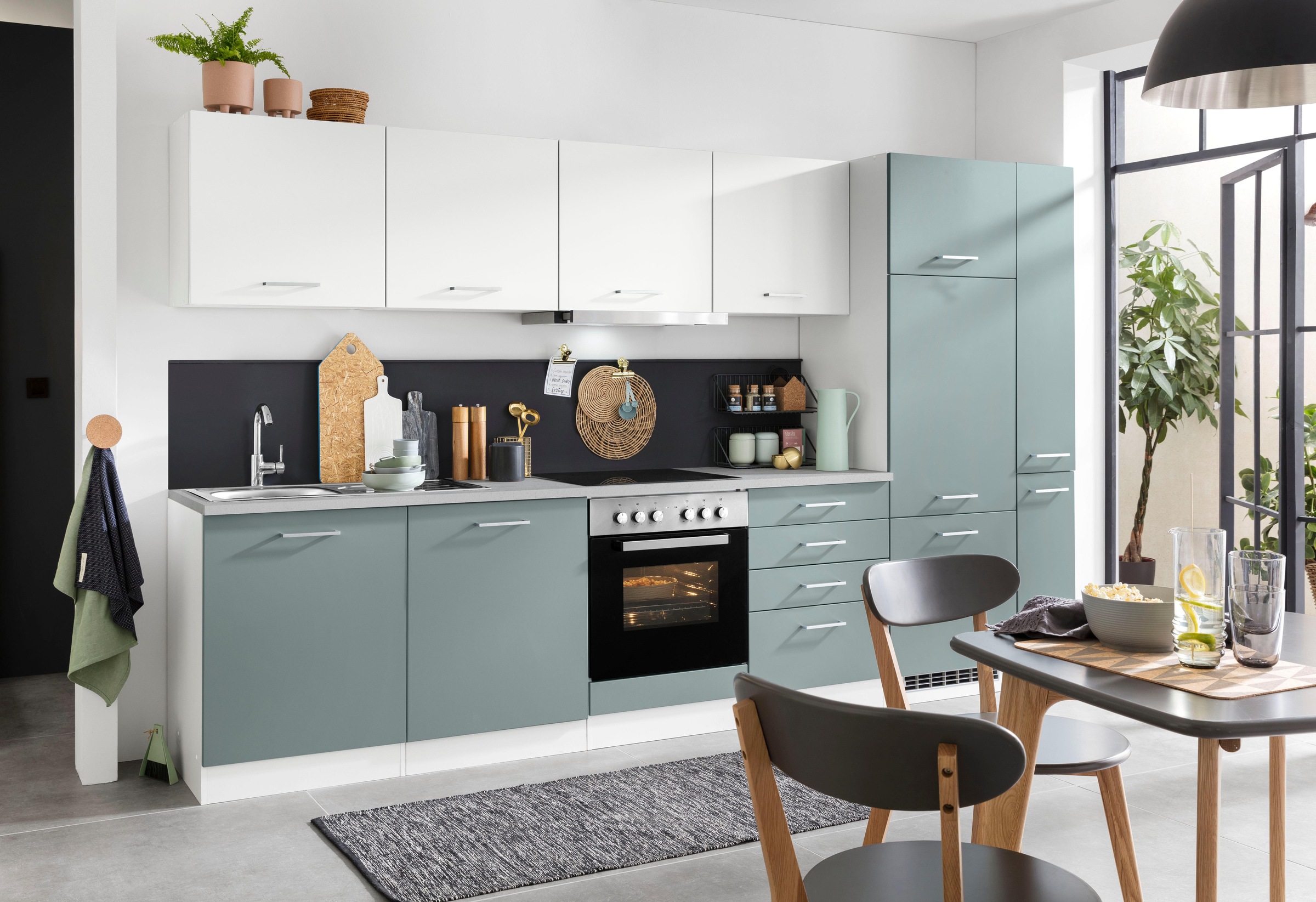 HELD MÖBEL Küchenzeile »Visby«, mit E-Geräten, Breite 330 cm für  Kühlschrank im OTTO Online Shop