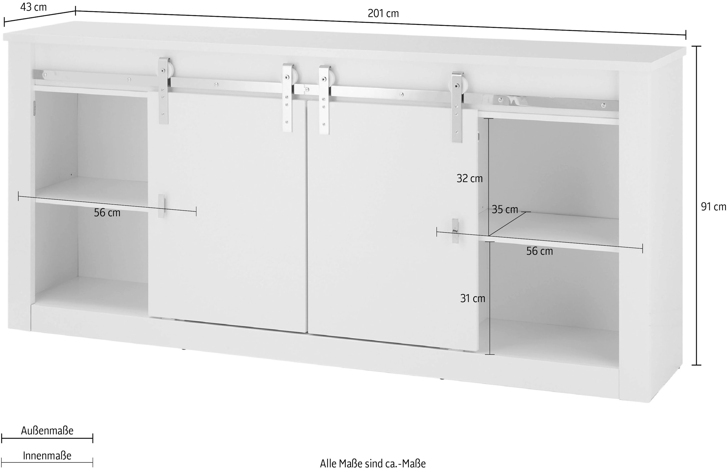 Home affaire Sideboard »Daytona, moderner Schrank, zeitlose Kommode, 201 cm breit«