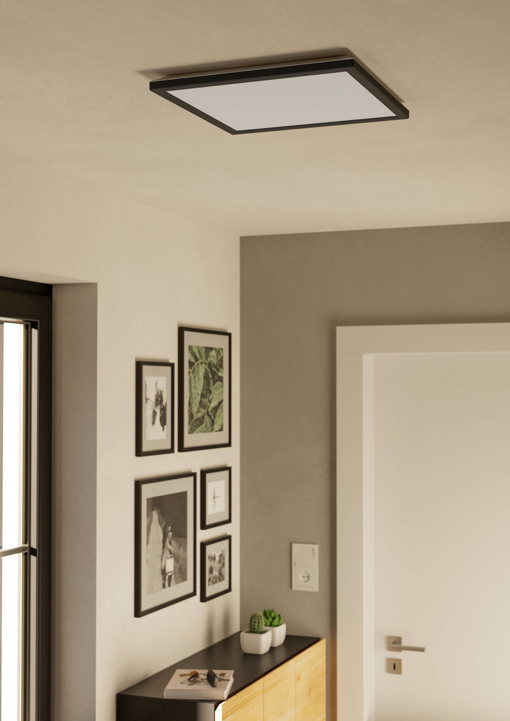 EGLO Deckenleuchte »Rovito-Z Deckenlampe, ZigBee 3.0, Kunststoff, Badezimmerlampe, IP44« LED-Modul 1 Stk. Kaltweiß | RGB Wand-/Deckenleuchte - L39 x B39 x H3 cm - schwarz - 17,6W inkl.