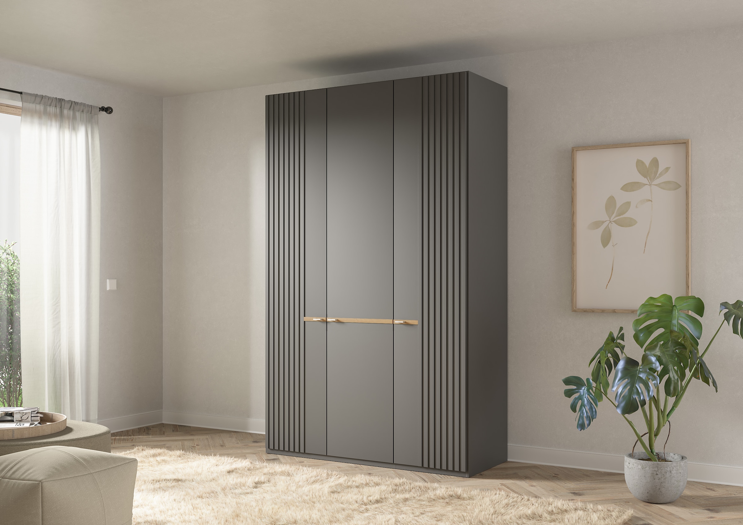 Musterring Kleiderschrank »Isabelle« Lamellen in Korpusfarbe, Griffe in silber, versch. Größen und Farben