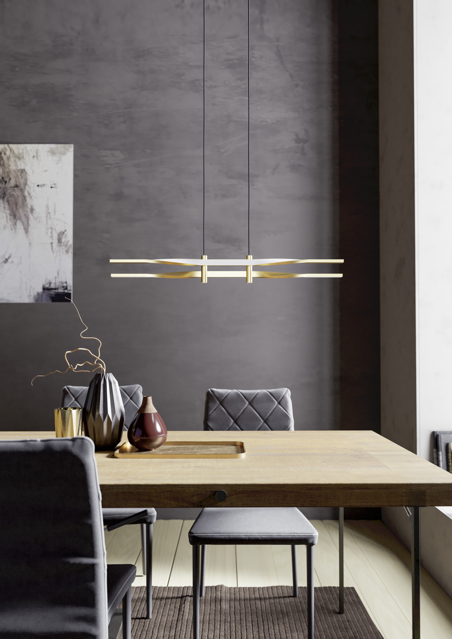 EGLO Hängeleuchte »COLMEAL Pendellampe - Stahl, Alu - LED - 21W - IP20« LED-Modul 1 Stk. Warmweiß Hängelampe, Deckenlampe, Wohnzimmer, Esszimmer, L76 x B9 x H120 cm