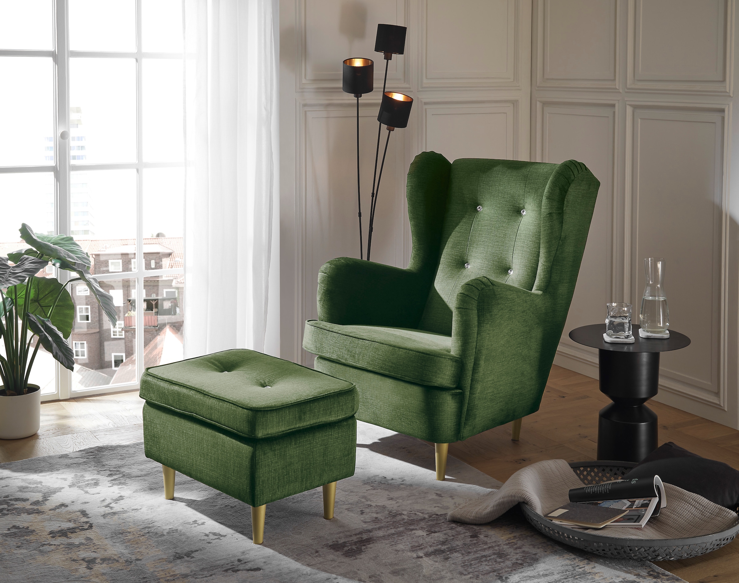 ED EXCITING DESIGN Hocker »Tom«, mit Strasssteinen & goldenen Füßen