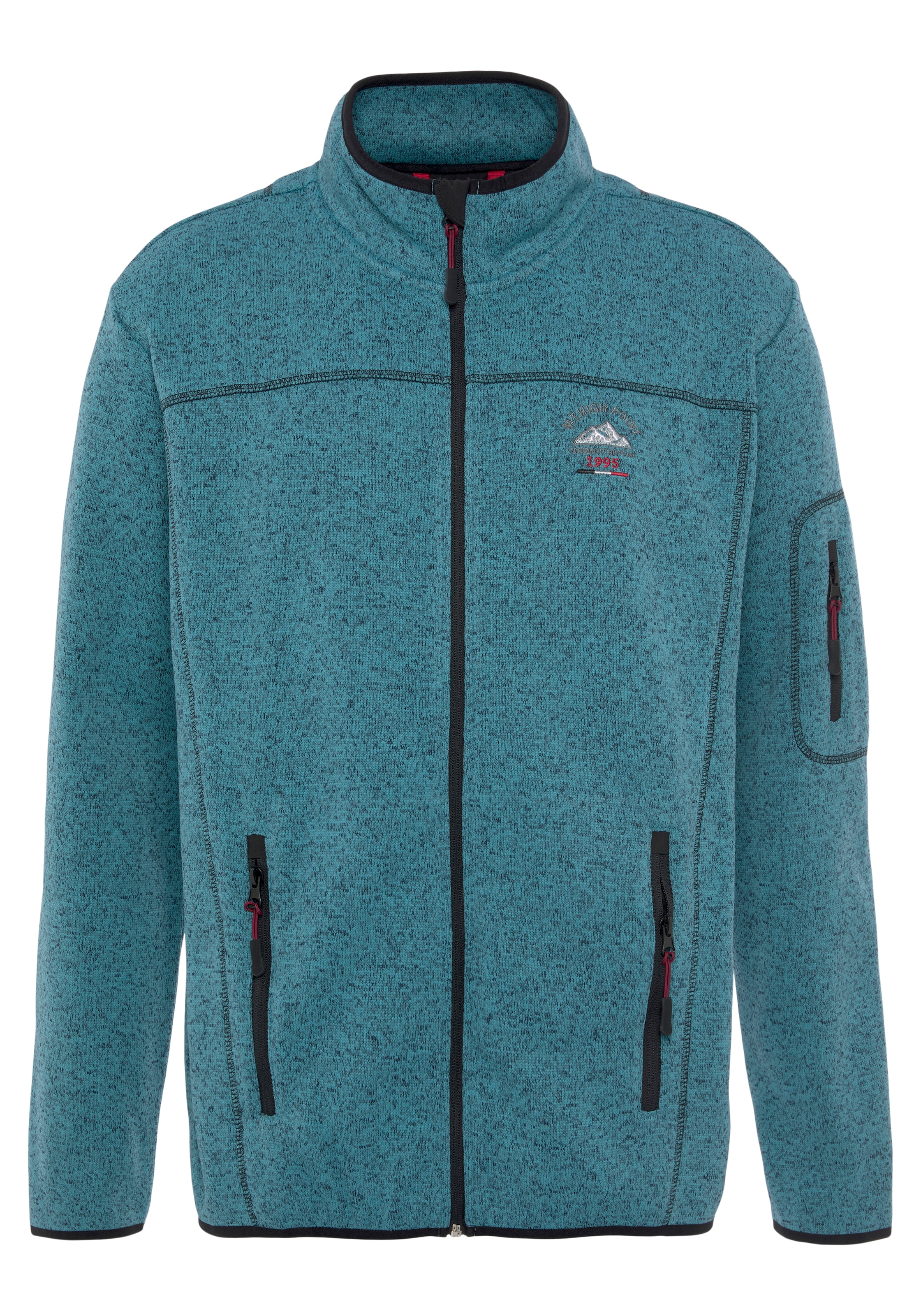 Man's World Strickfleecejacke, für die Übergangszeit, mit Reißverschlusstaschen, mit Stehkragen