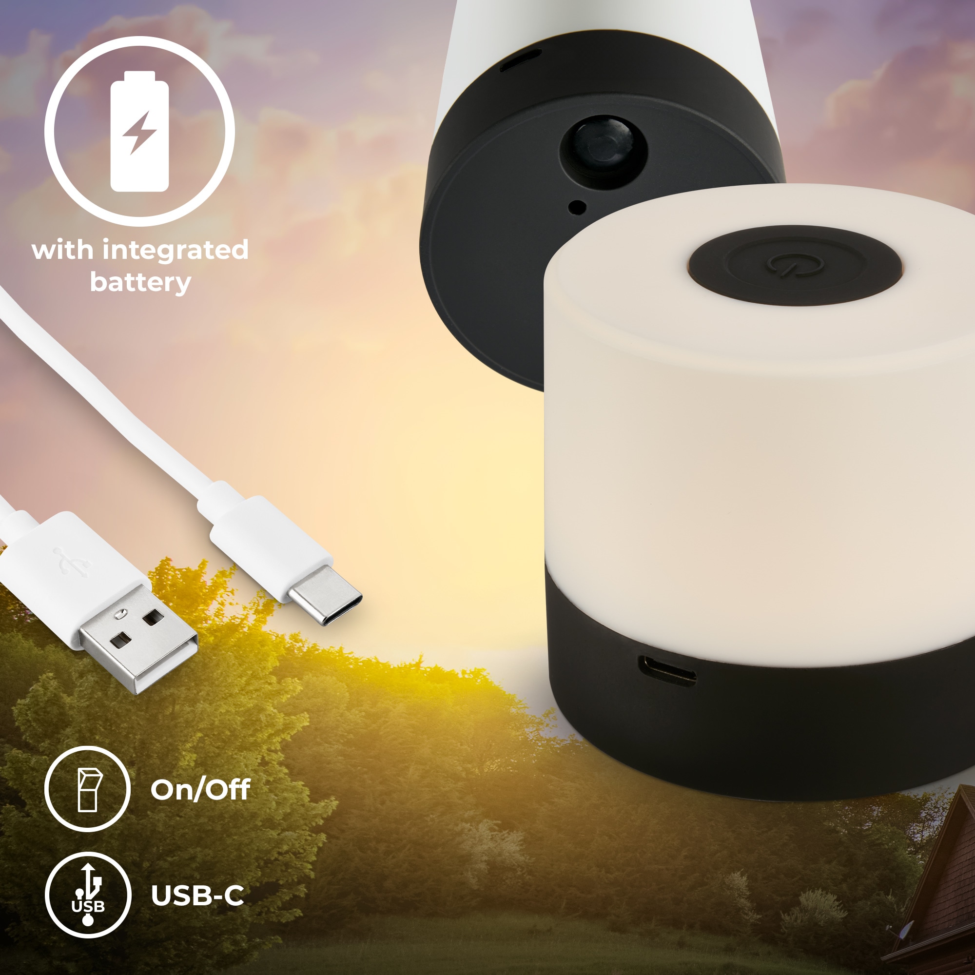 B.K.Licht Außen-Tischleuchte »BKL1590 Kabellose RGB Tischlampe, 4-Stufen Dimmer, mit USB« LED-Modul 1 Stk. Extra-Warmweiß 2.700 K, 200 Lm, 2,5W, IP44, nicht dimmbar, 7x7cm, Schwarz