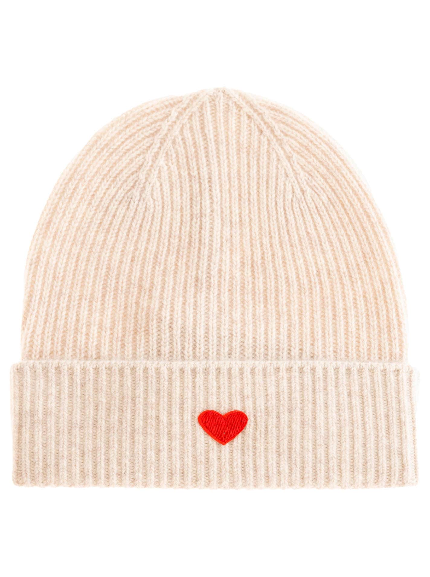 Zwillingsherz Beanie »Beanie with Heart-Patch«, Rippstrick, mit breitem Umschlag, wärmend