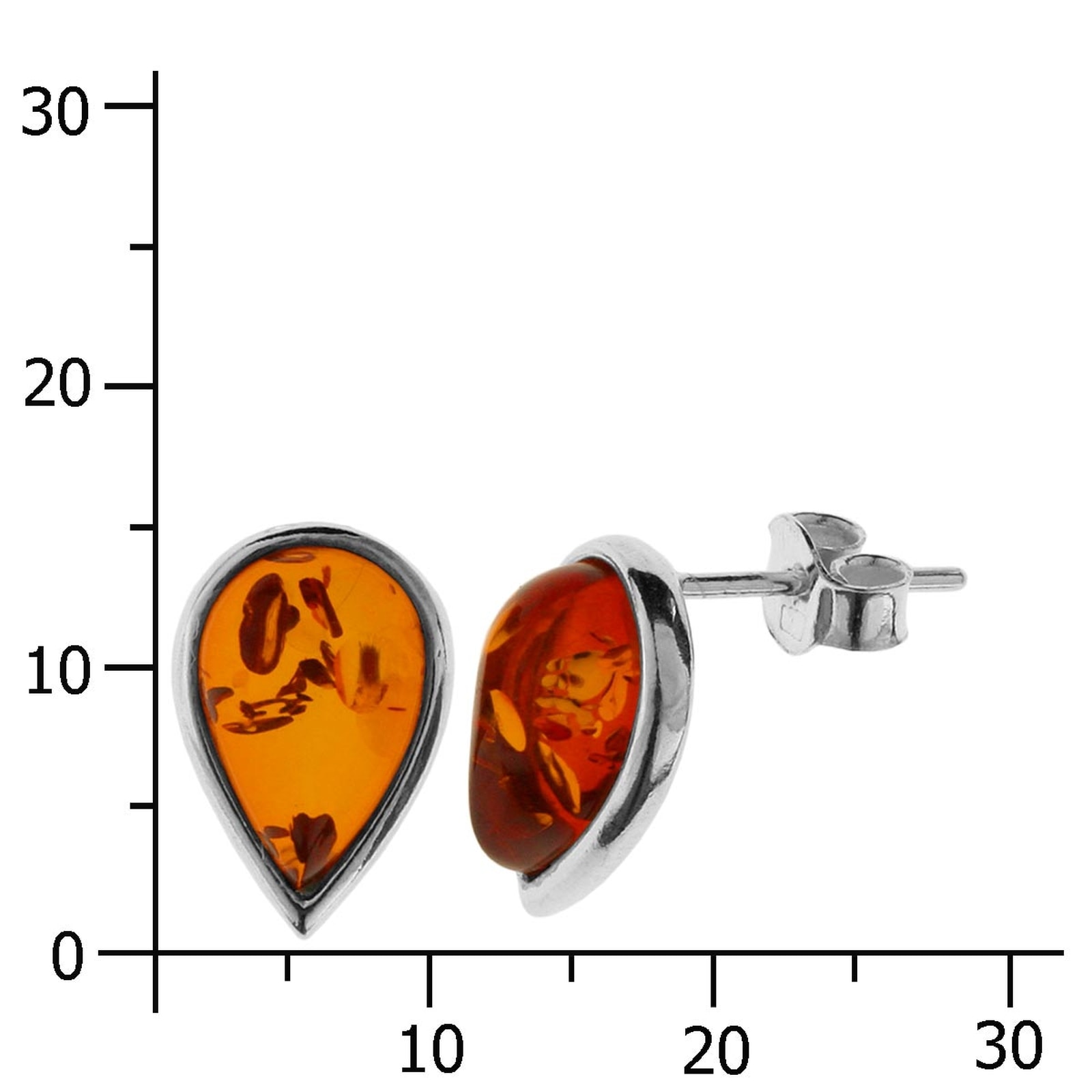 OSTSEE-SCHMUCK Paar Ohrstecker »- Classic 12x8 mm - Silber 925/000 - Bernstein«