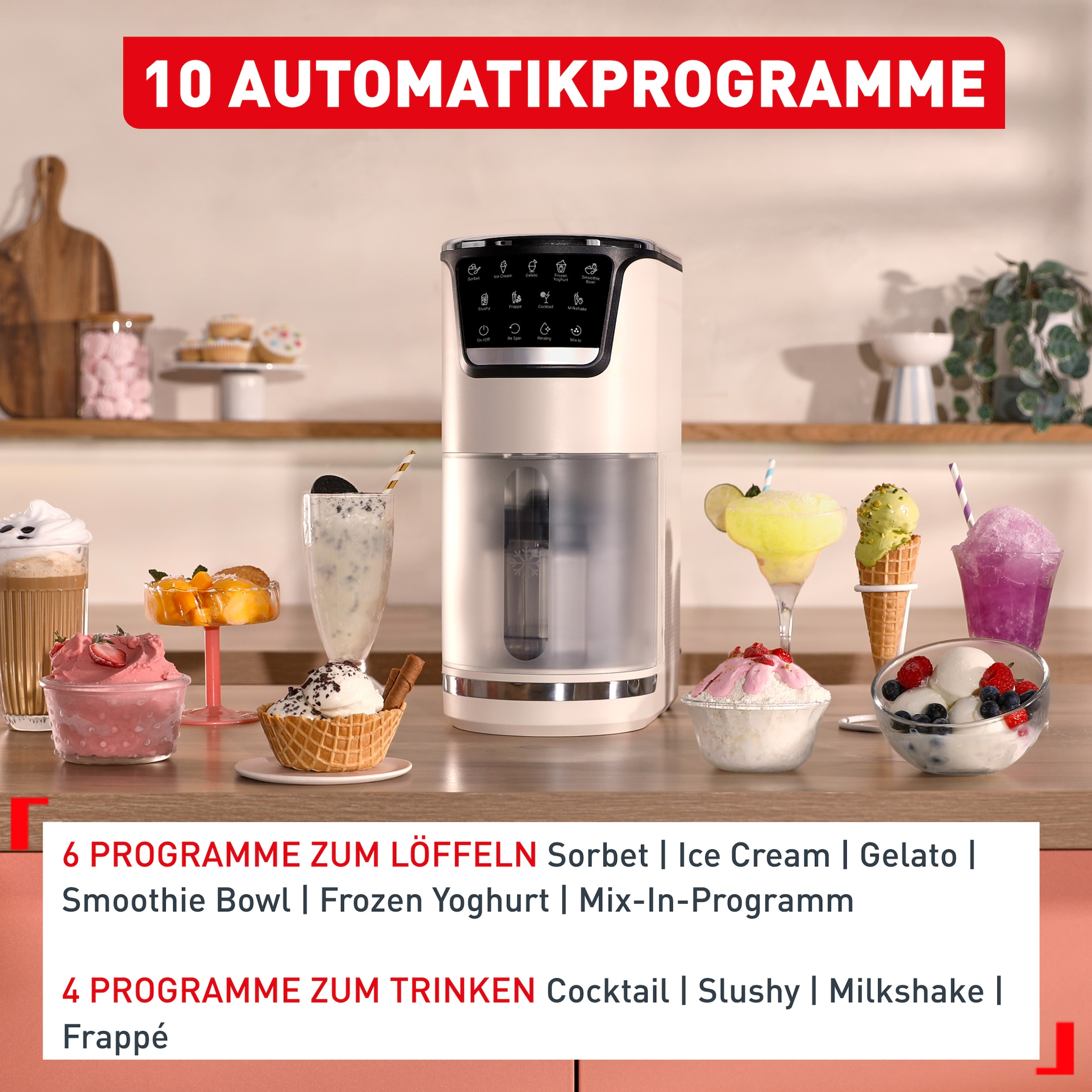 Tefal Eismaschine »Dolci« 1,4 l 600 W 10 Programme, automatisches Reinigungsprogramm, digitales Rezeptbuch
