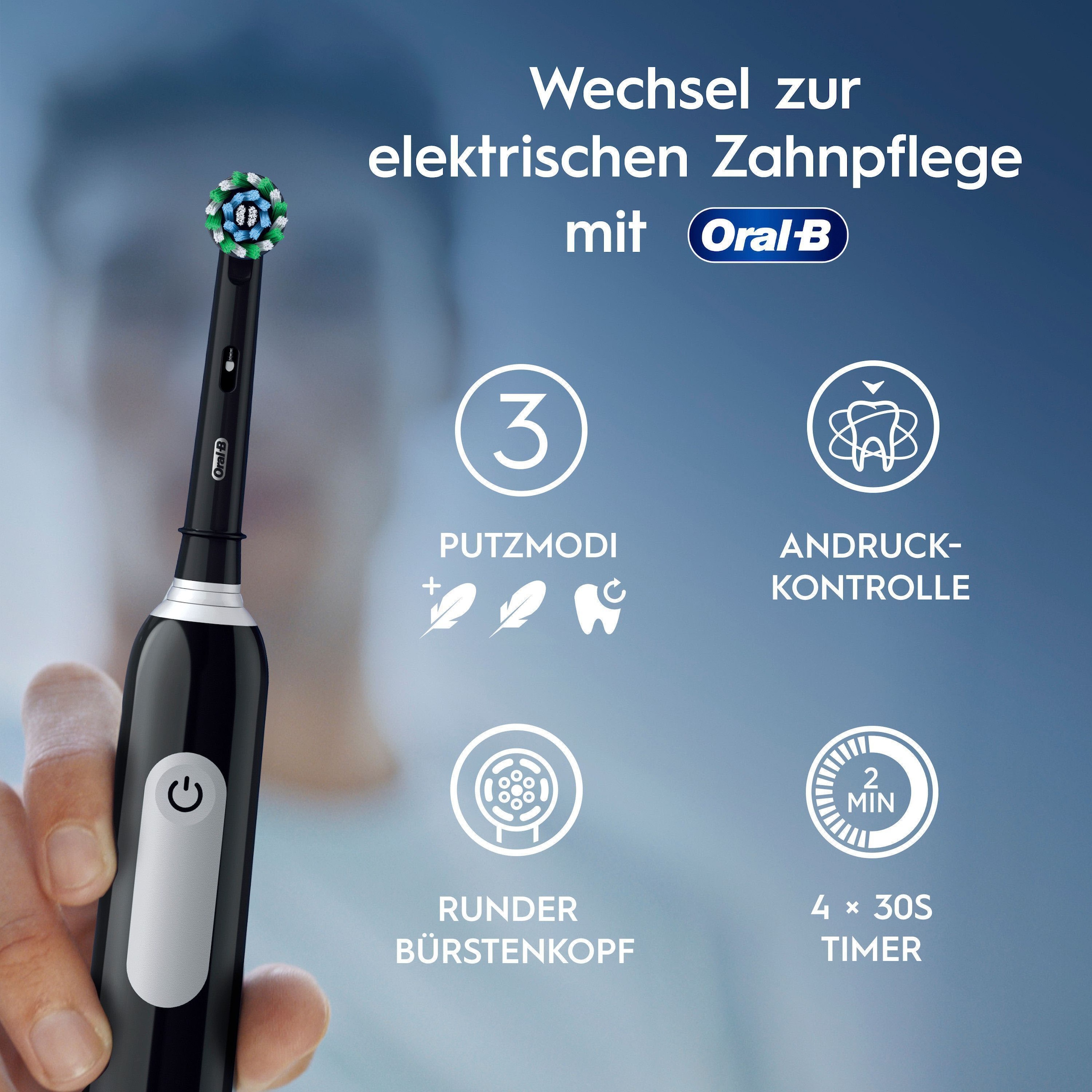Oral-B Elektrische Zahnbürste »PRO Series 1 Doppelpack« 2 Stk. Aufsteckbürsten Drucksensor