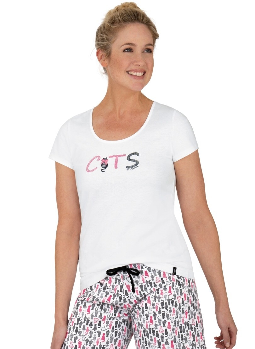 Schlafshirt Trigema »TRIGEMA OTTOversand Cats-Schriftzug« mit bei T-Shirt