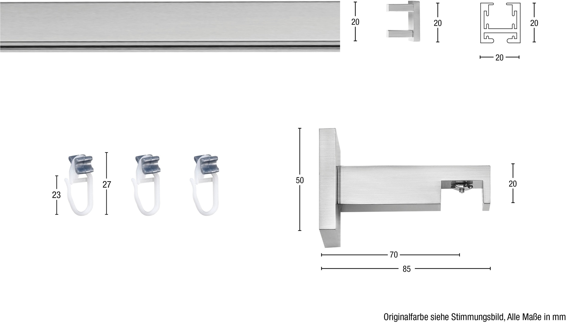 GARESA Gardinenstange »Finn Wandmontage« 1 läufig-läufig Wunschmaßlänge Innenlaufprofil, Wandmontage