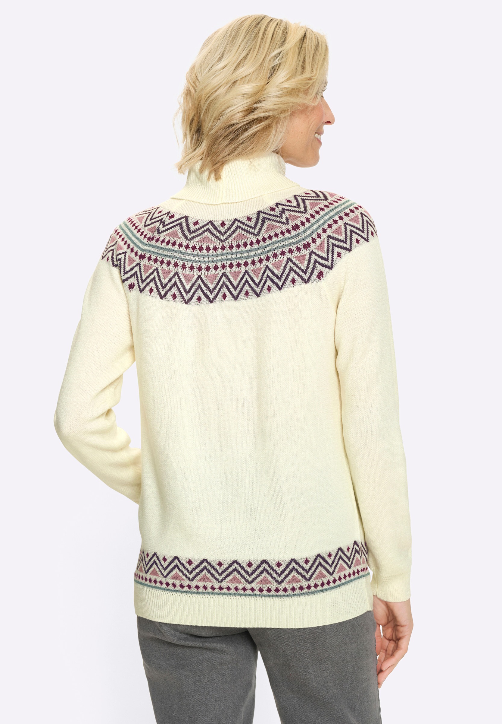 Sieh an! Longpullover »Rollkragen-Pullover Rollkragenpullover mit Norweger-Muster«