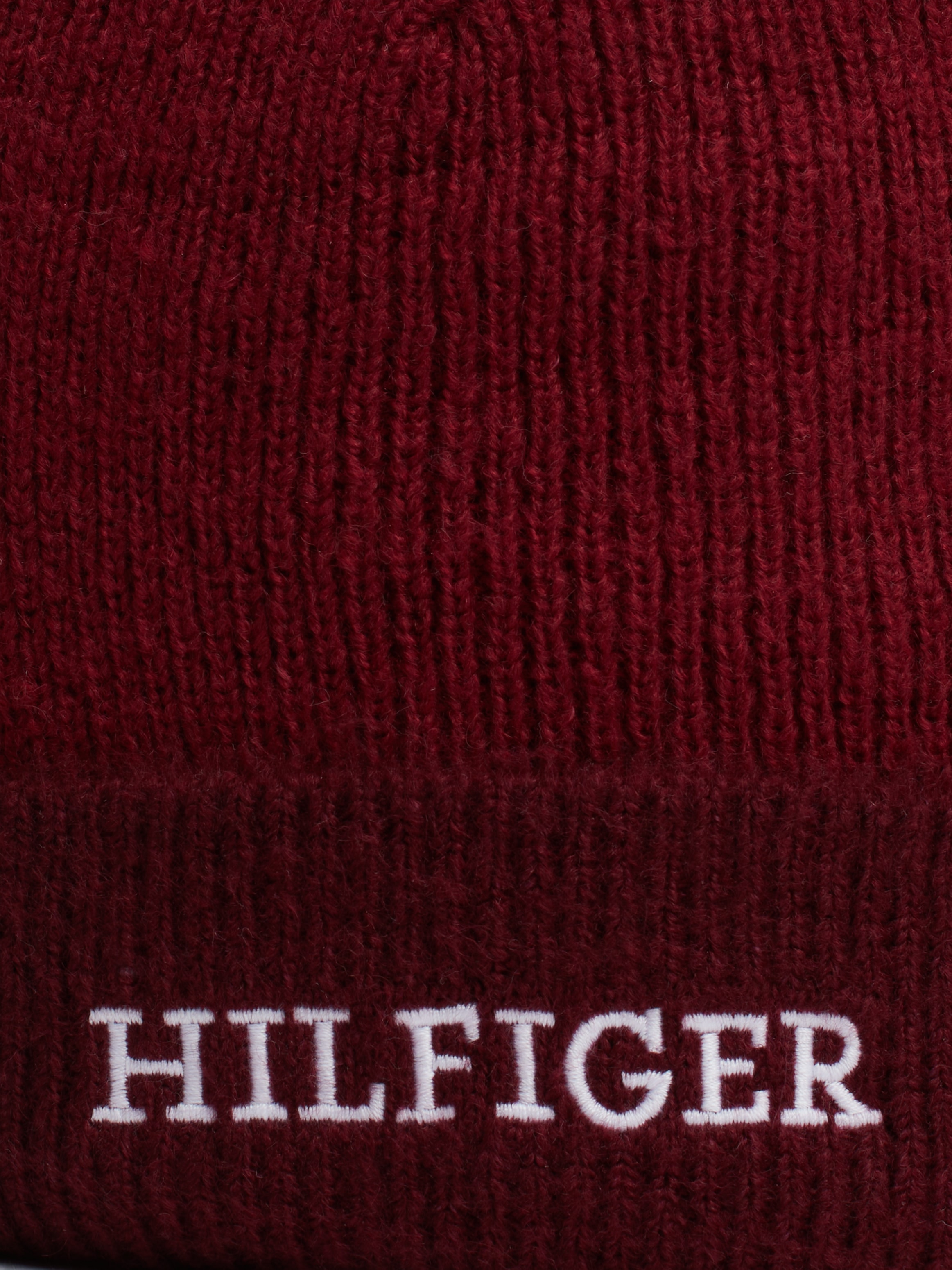 Tommy Hilfiger Bommelmütze »MONOTYPE POMPOM BEANIE«, mit gesticktem Logoschriftzug