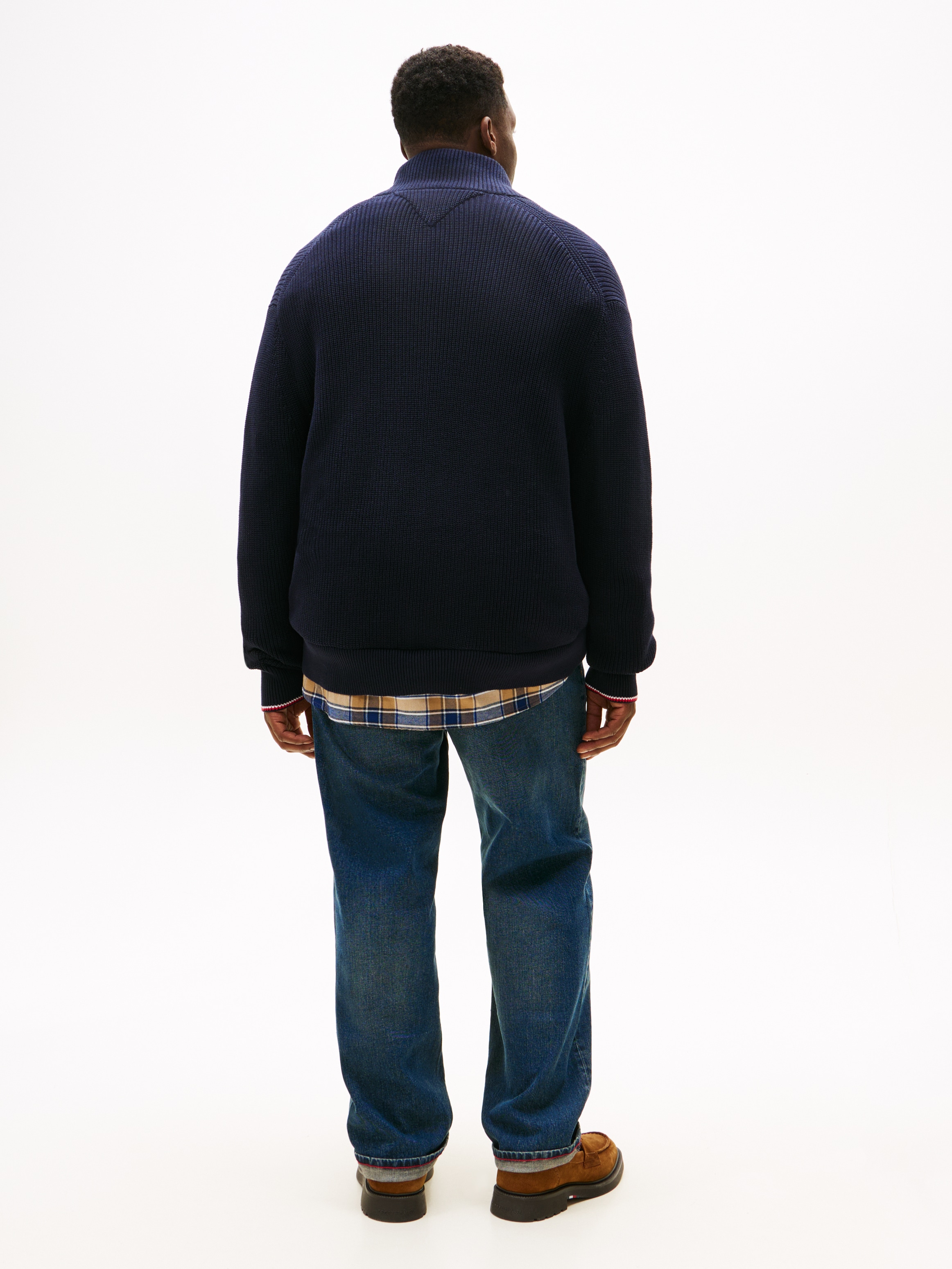 Tommy Hilfiger Big & Tall Strickjacke »BT-RWB RIB ZIP THROUGHB«, Große Größen, aus Rippstrick, mit Stehkragen
