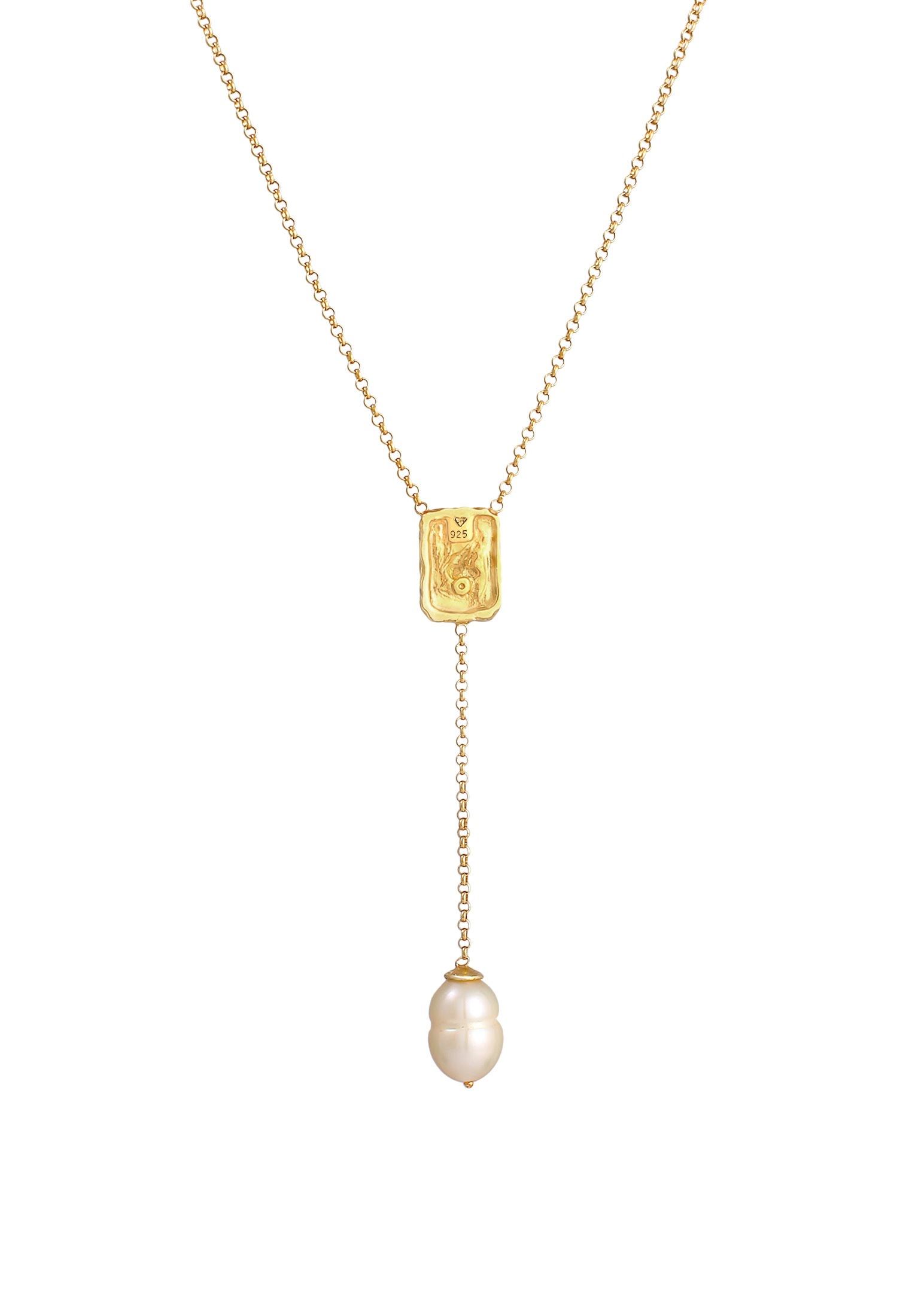 Elli Premium Y-Kette »Halskette Y-Kette Barock Perle Organic Zeitlos 925 Silber«