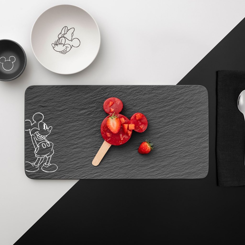 Villeroy & Boch Servierplatte »Servierplatte Manufacture Rock - Mickey Mouse 34,9 x 17,9 cm schwarz« Spülmaschinenfest, Mikrowellensicher