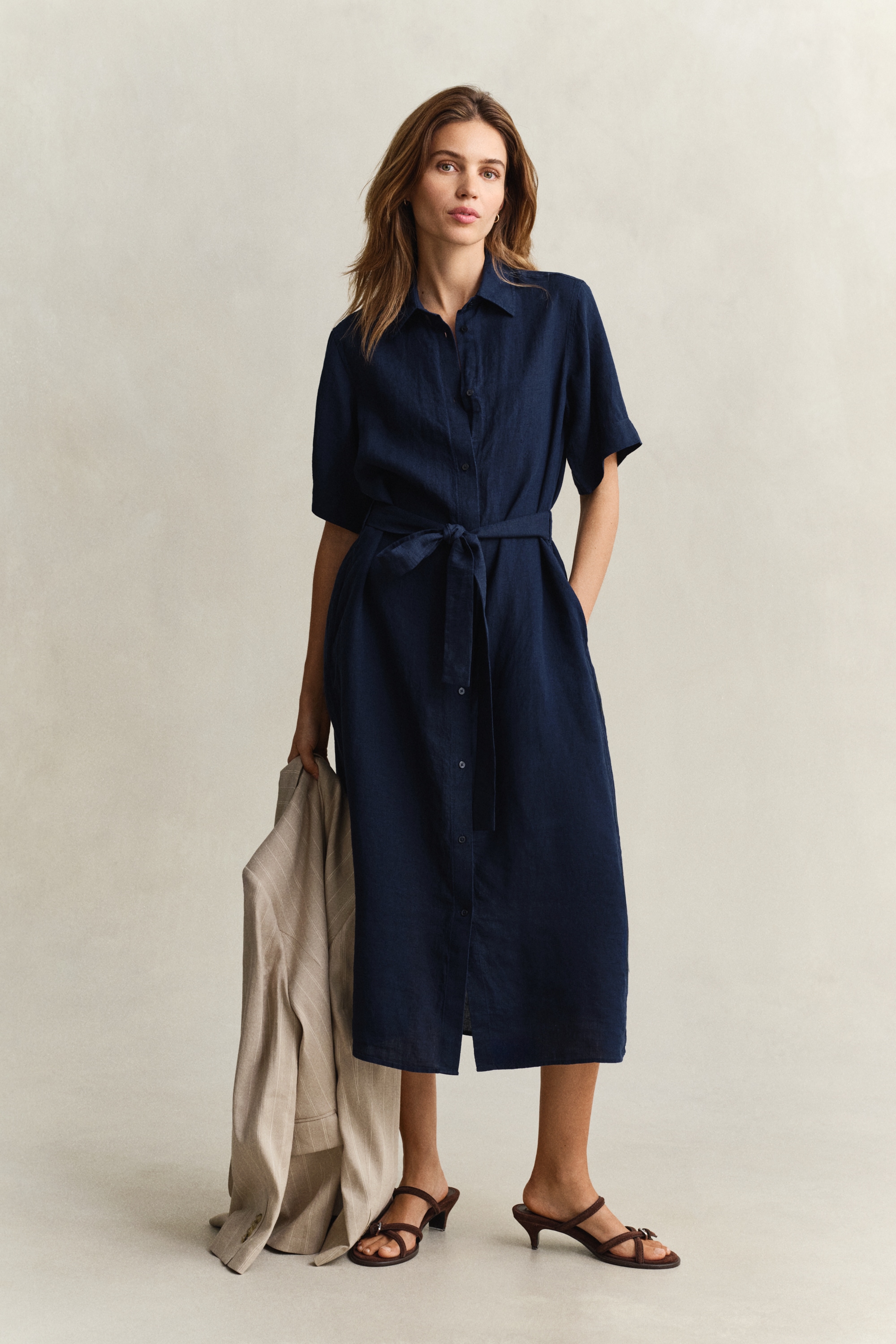 Gant Hemdblusenkleid »LINEN« Ohne Tasche Regular fit mit Bindegürtel