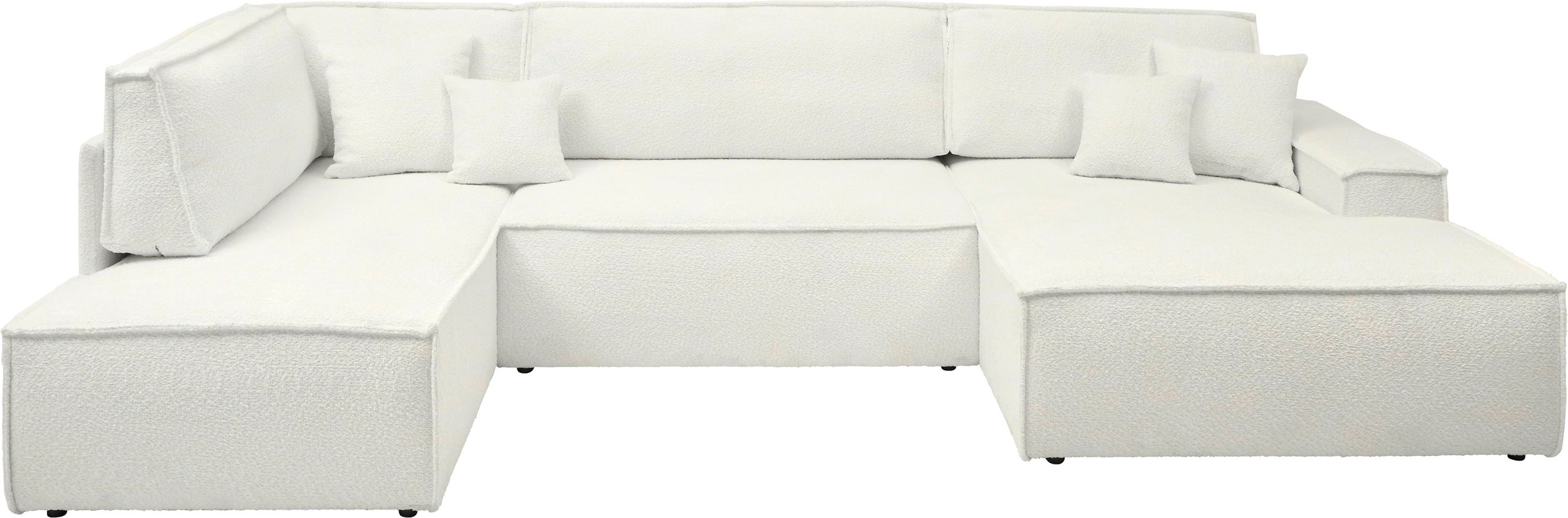 OTTO home Wohnlandschaft »FINNLEY U-Form XXL 329 cm - OTTO. Verlässliche Qualität.« Schlafsofa, Bettkasten, in Bouclé, Struktur fein und Mega Cord