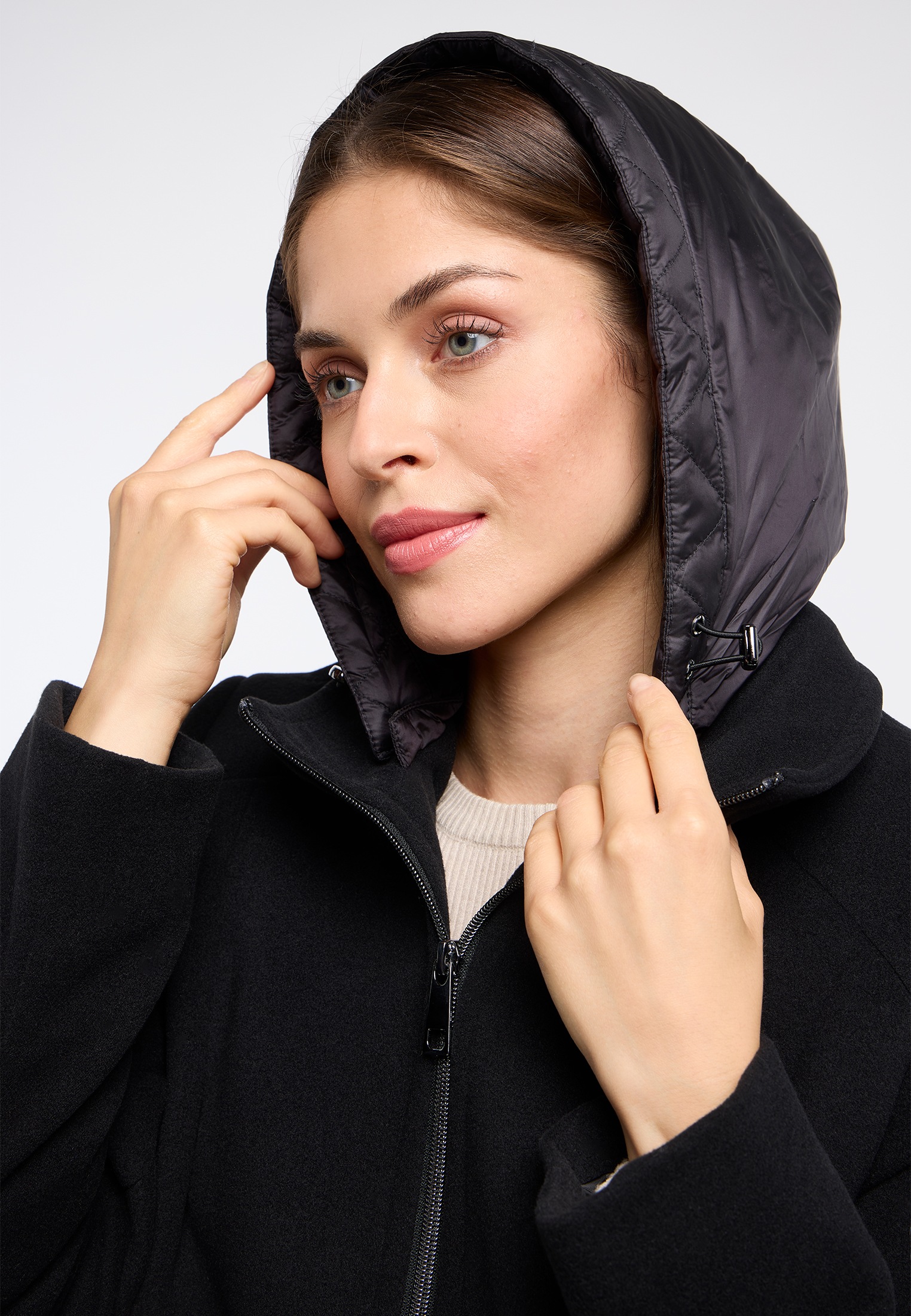 Barbara Lebek Wolljacke, mit Kapuze, mit Kapuze