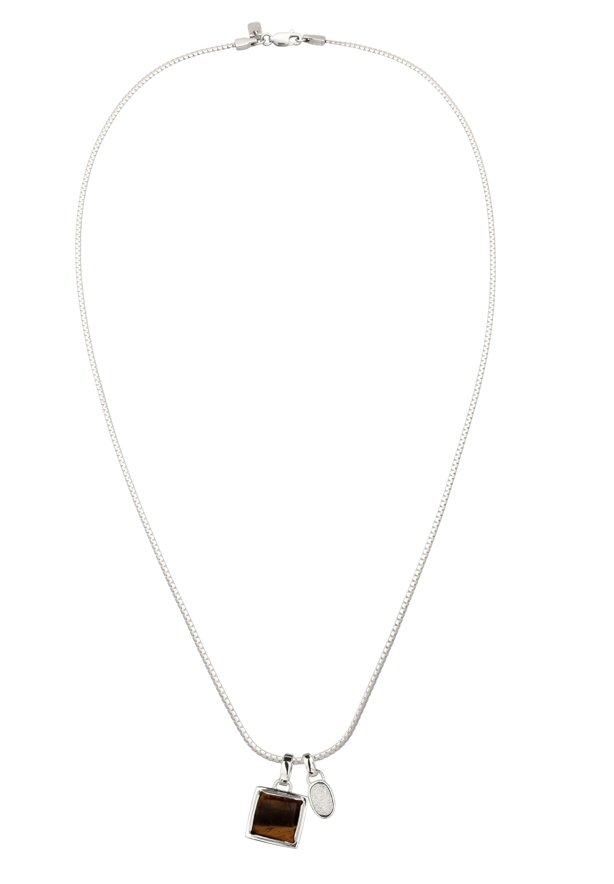 Kuzzoi Kette mit Anhänger »Halskette Anhänger Quadrat Tigerauge Braun 925 Sterling Silber«