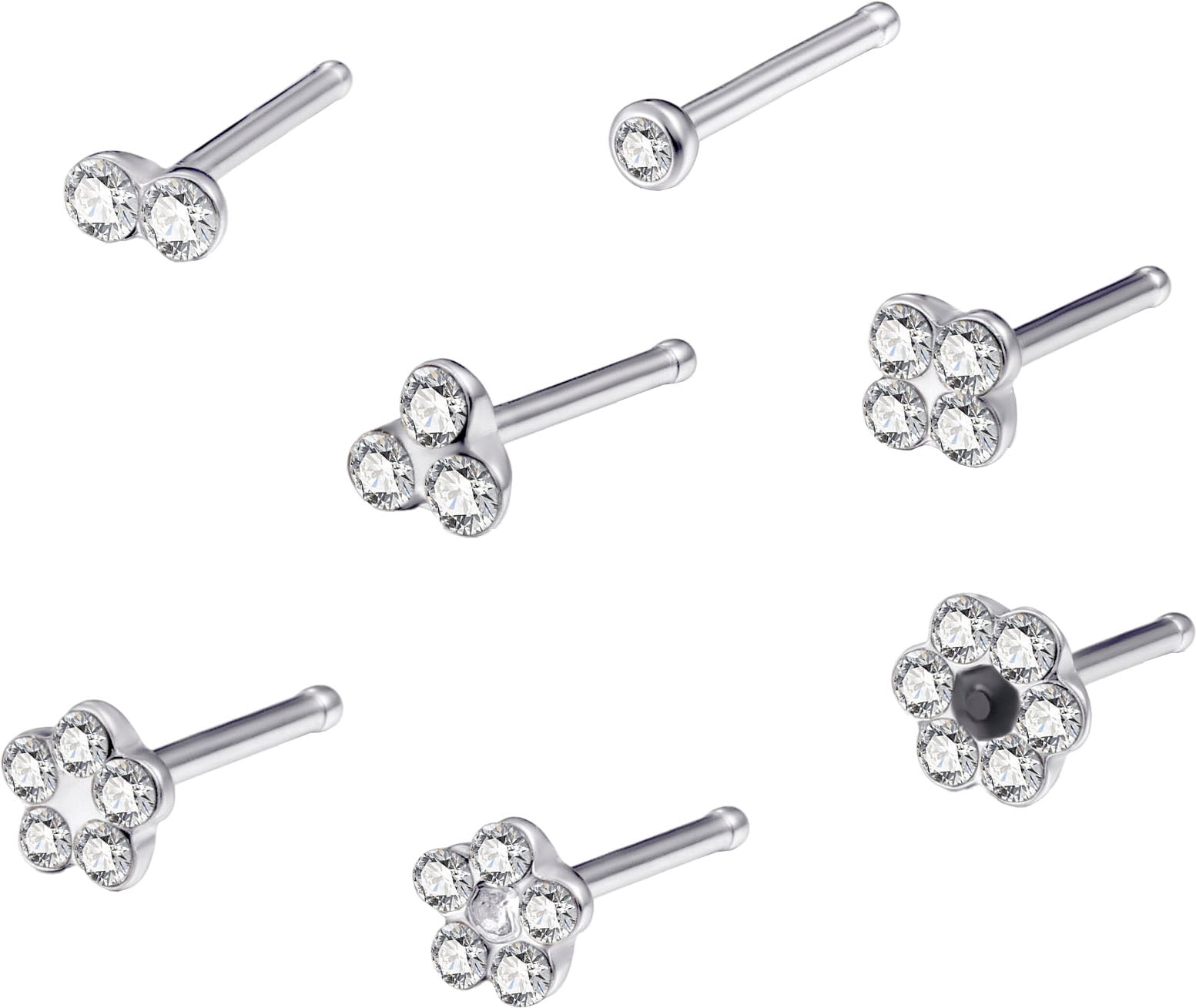 Firetti Nasenpiercing-Set »Multipack Schmuck Geschenk Edelstahl Piercing Nasenstecker Flower«, (Set, 7 tlg.), mit Preciosa Crystal