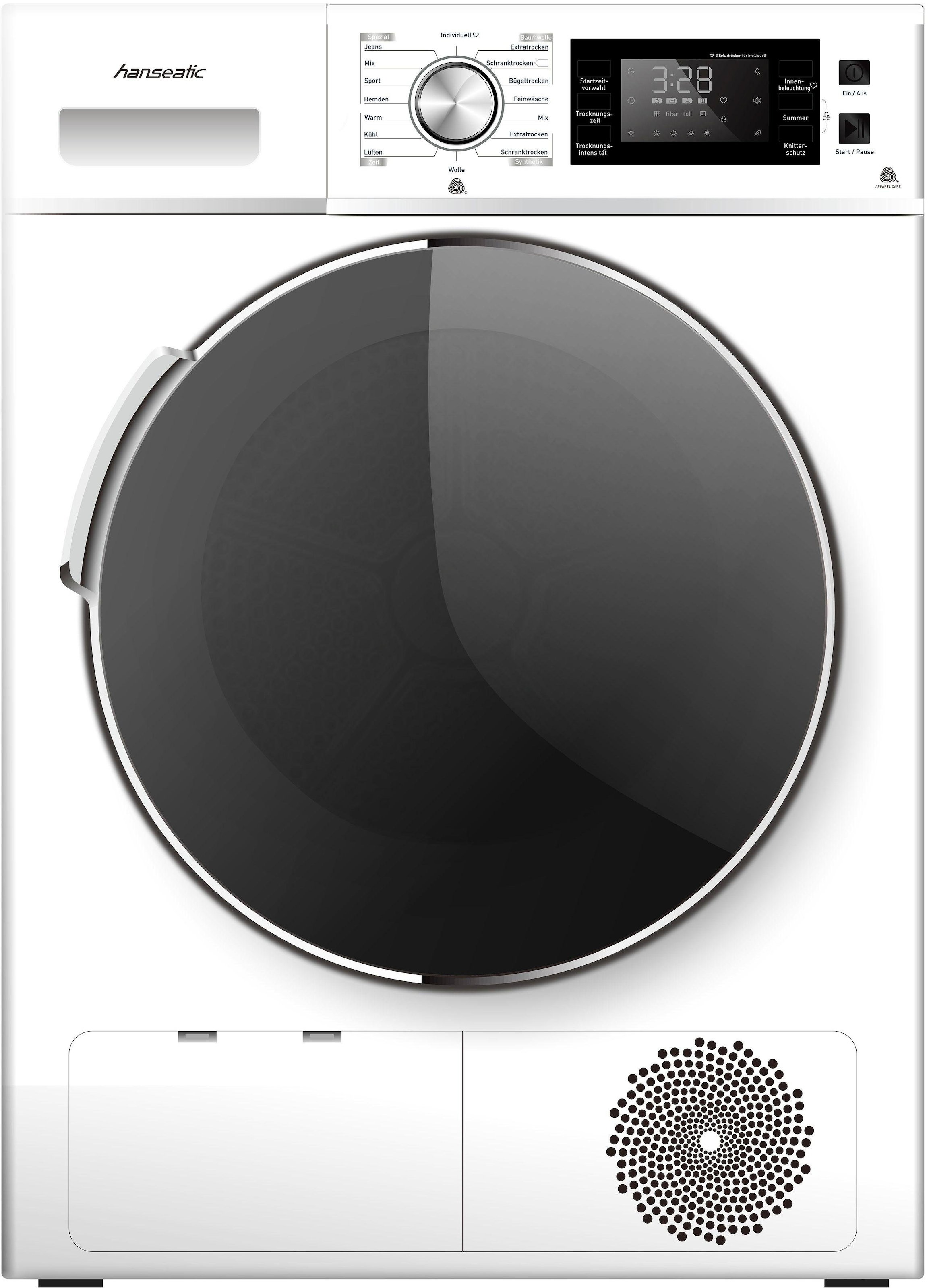 Hanseatic Wärmepumpentrockner »HWT8A3GT«, 8 kg, Knitterschutz, Startzeitvorwahl