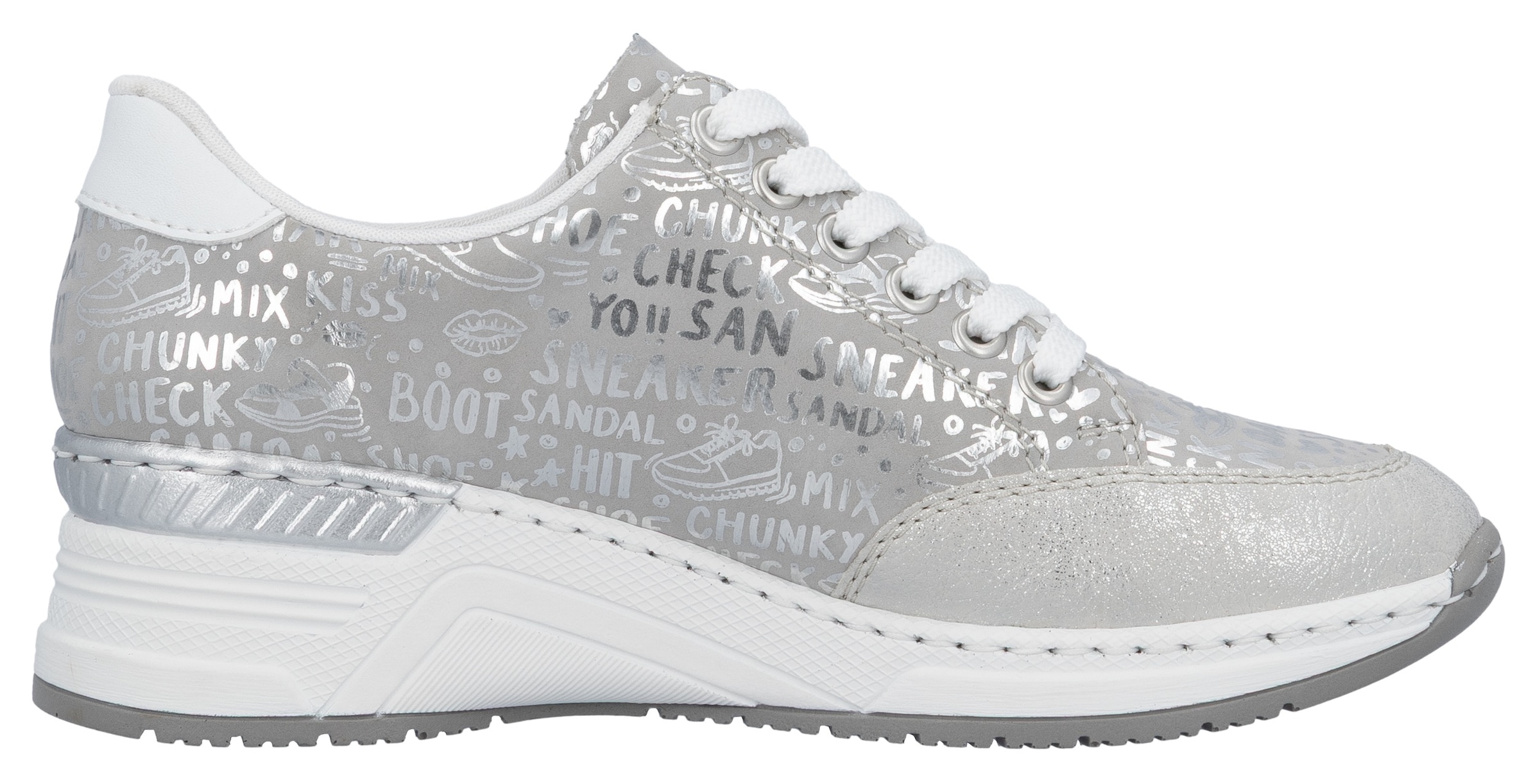 Rieker Sneaker  mit Lettern bedruckt, Freizeitschuh, Halbschuh, Schnürschuh