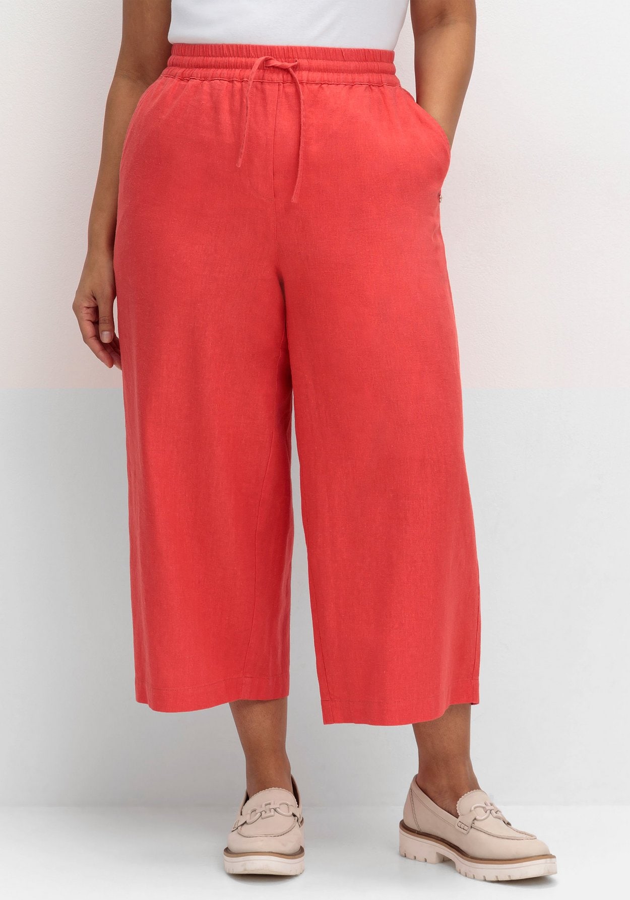 Sheego 7/8-Hose »Weite 7/8-Hose mit Schlupfbund, im Leinenmix«