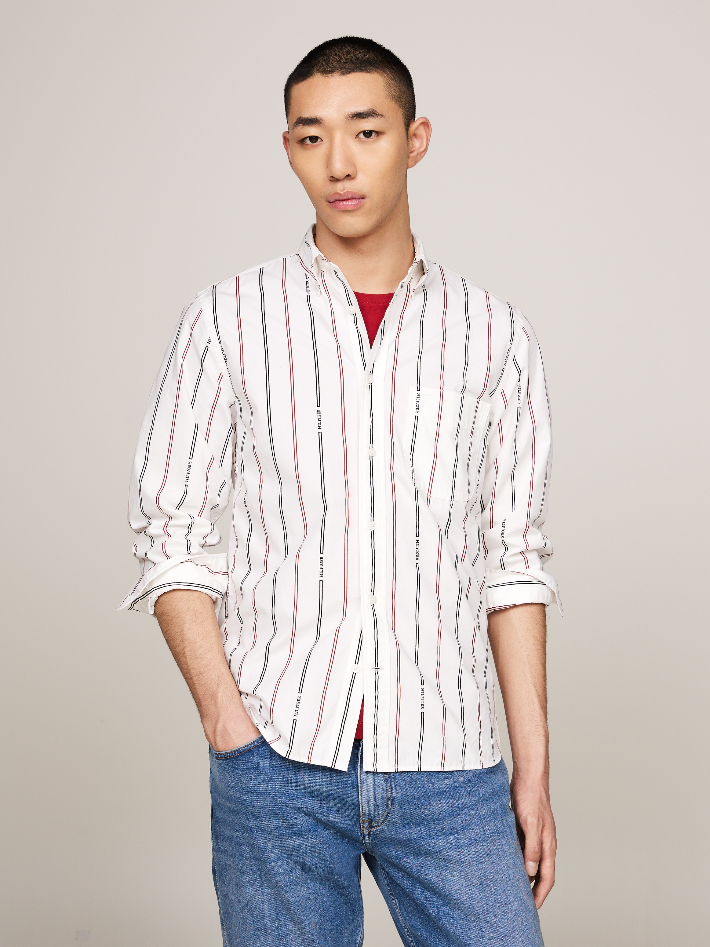 Tommy Hilfiger Langarmhemd »HILFIGER DOUBLE STP RF SHIRT«