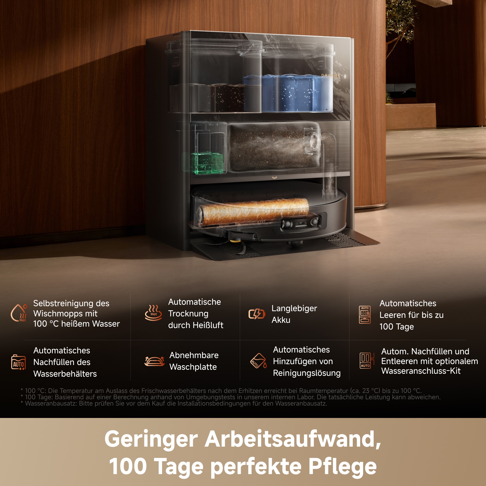 Dreame Nass-Trocken-Saugroboter »Aqua20 Pro Ultra Roller X Complete Marble Black« Vollautomatische Absaugstation, App-Steuerung