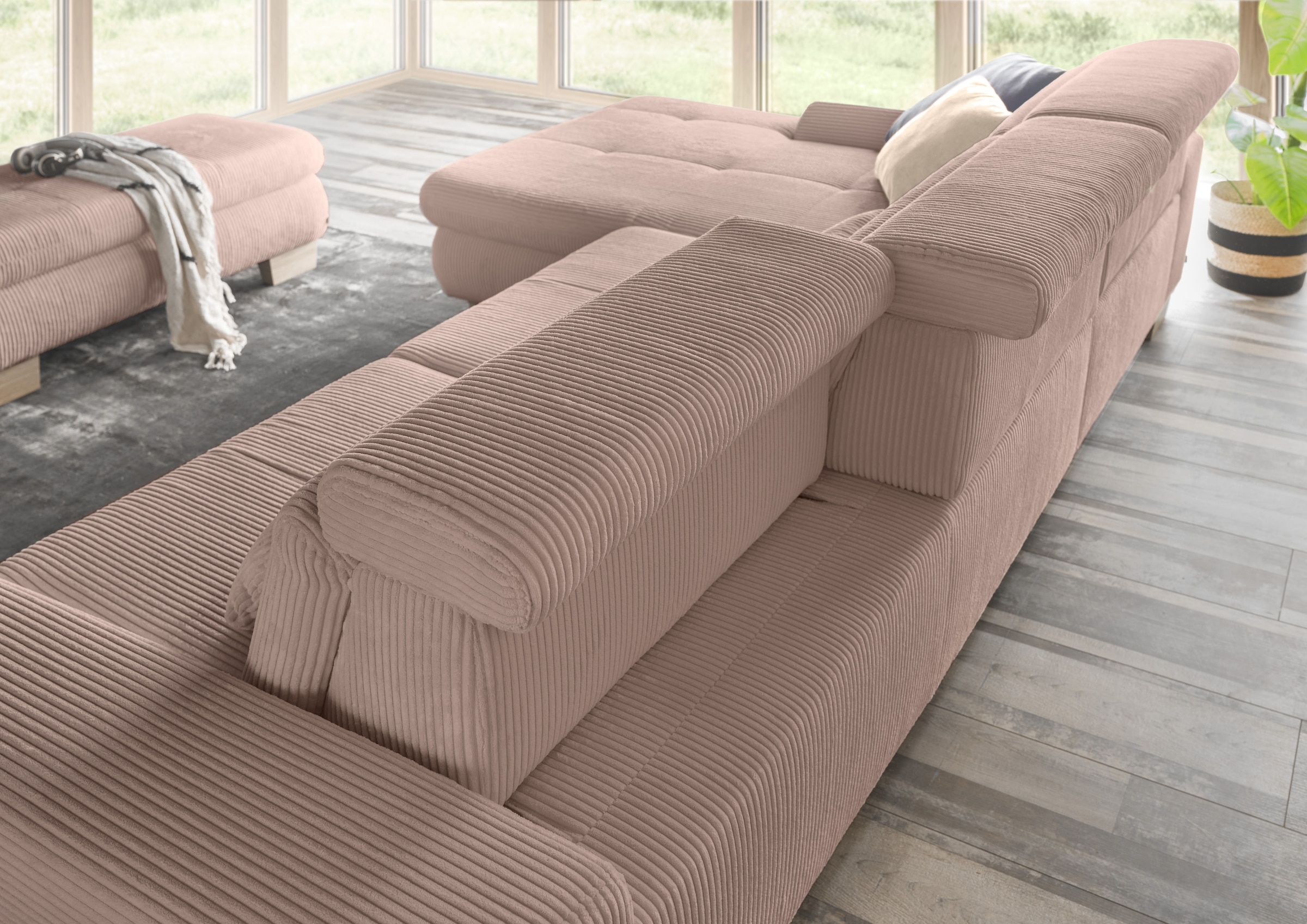 set one by Musterring Ecksofa »SO 3400«, mit Canape und verschiedenen Funktionen, Kaltschaum, B307 x T195 cm
