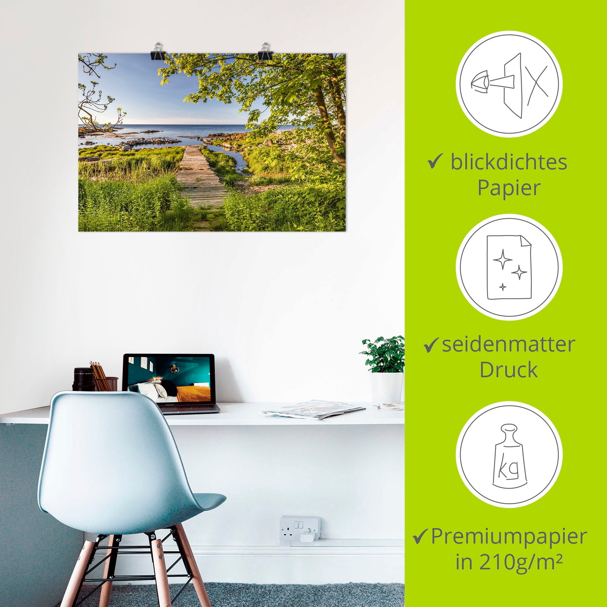 Artland Wandbild »Der Weg zum Meer auf Bornholm«, Küstenbilder, (1 St.), als Alubild, Leinwandbild, Wandaufkleber oder Poster in versch. Größen