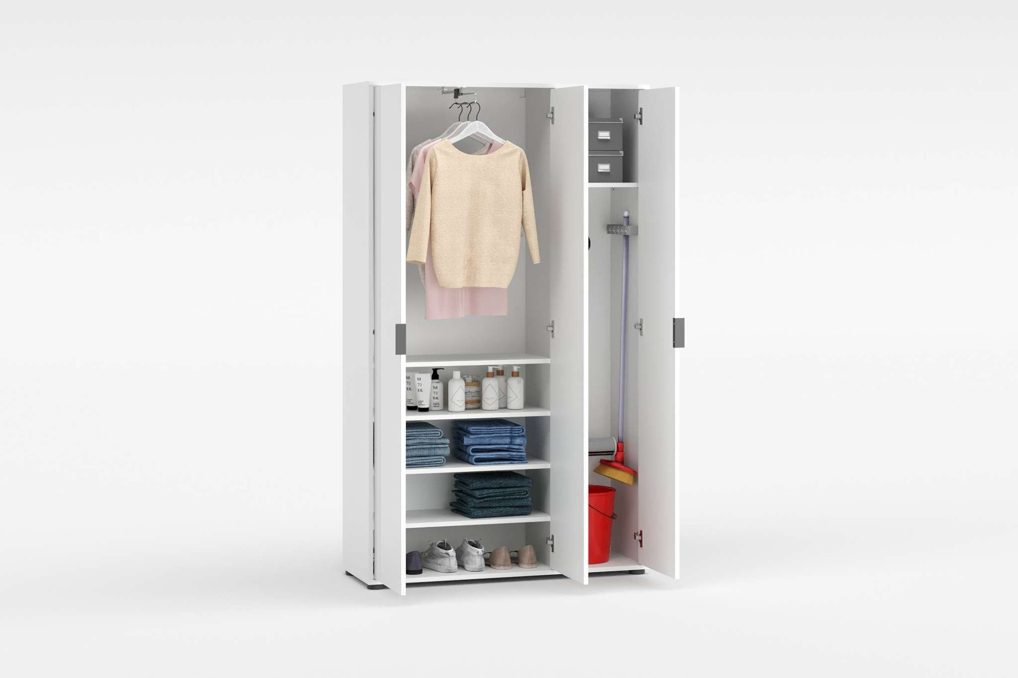 INOSIGN Mehrzweckschrank »Stauraumschrank , Breite 107 cm , Höhe 178 cm« 1 Stk. tlg. 3 Türen,1 kl.+3 große Böden,1 Auszugsstange,Schrank Hochglanz lackiert