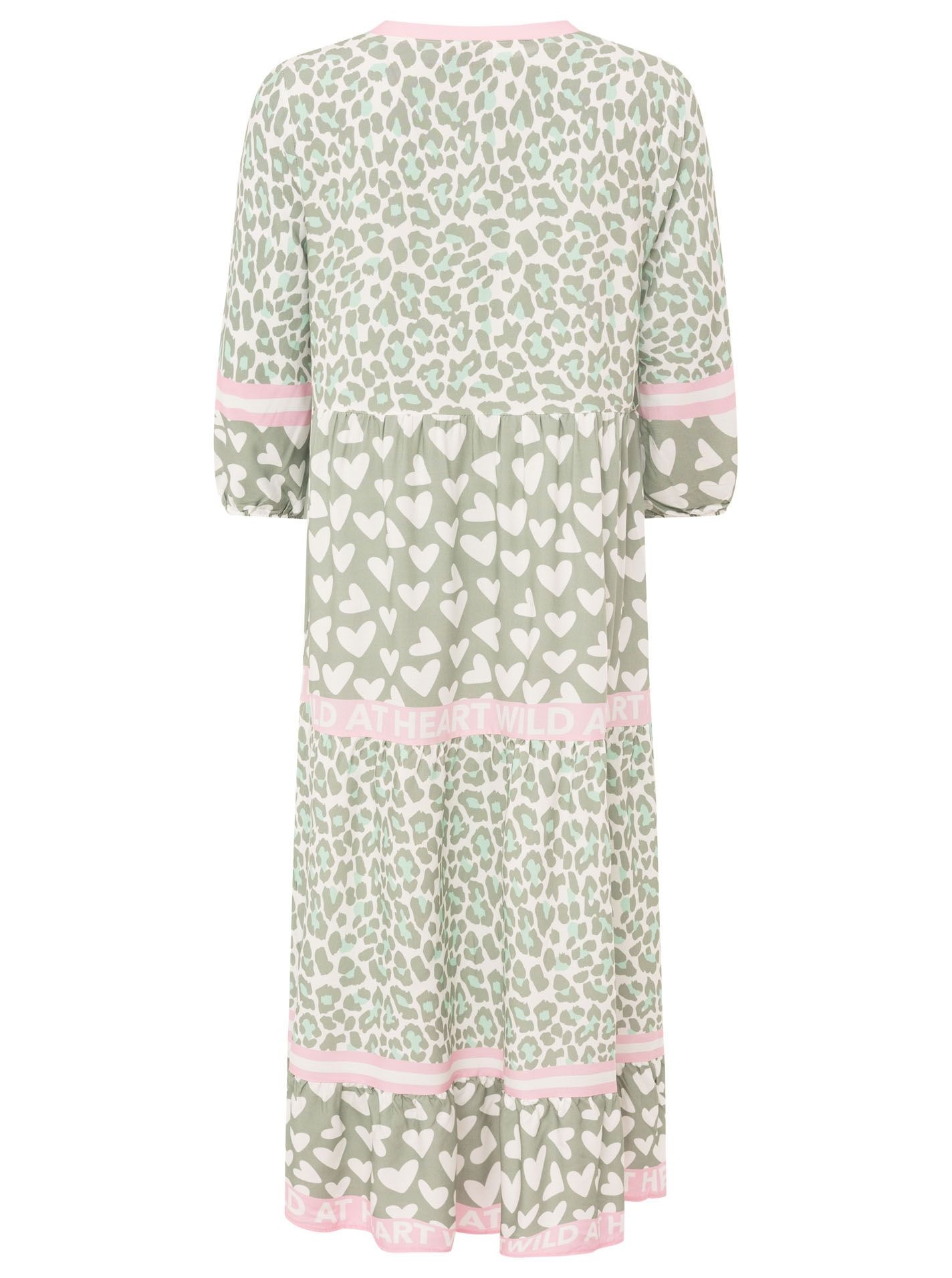 Zwillingsherz Maxikleid »"Leo Love"« Mustermix: Leo und Herzen, Knopfleiste und 3/4 Arm