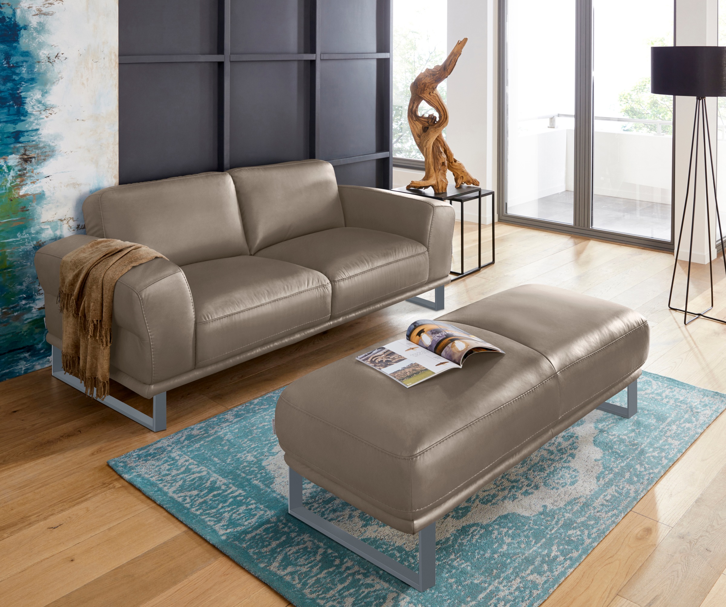 W.SCHILLIG Hocker »montanaa« mit Metallkufen in Silber matt, Breite 141 cm