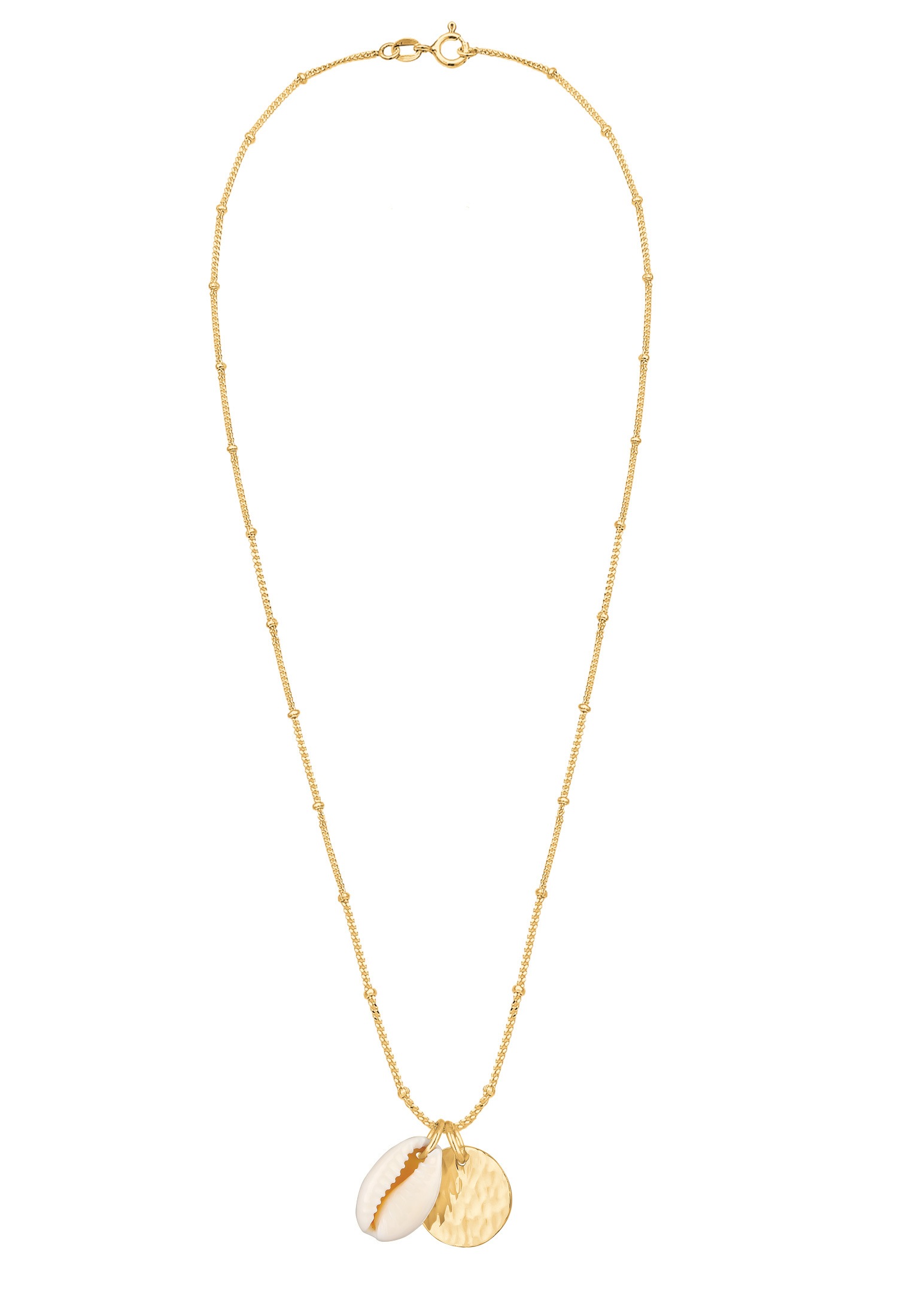 Elli Kette mit Anhänger »Halskette Kauri Muschel und Plättchen Kugelkette 925 Silber«