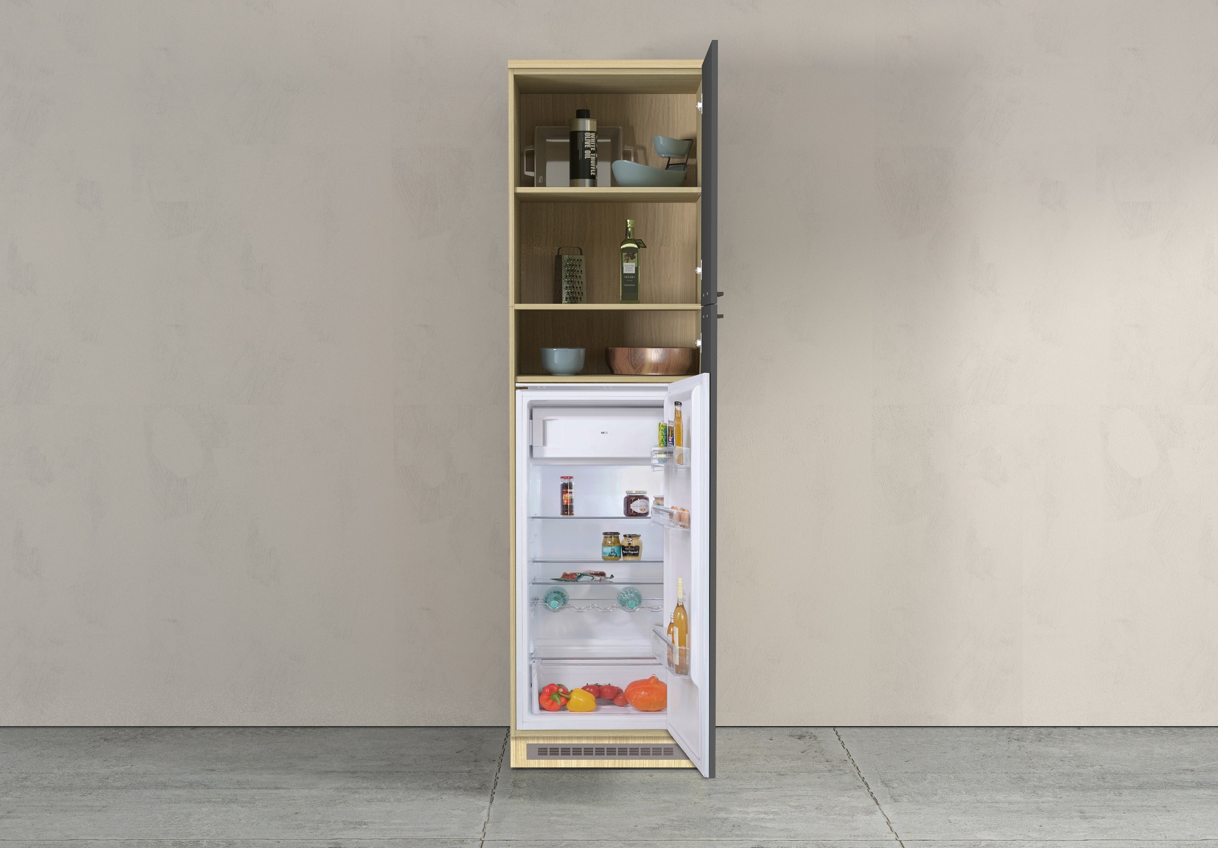 KOCHSTATION Kühlumbauschrank »Luna, Kühlschrank-Umbau, Einbauschrank für Kühlschrank, Made in Italy« B/T/H: 60×60×214,5 cm, für zwei Kühlschrankhöhen vorbereitet