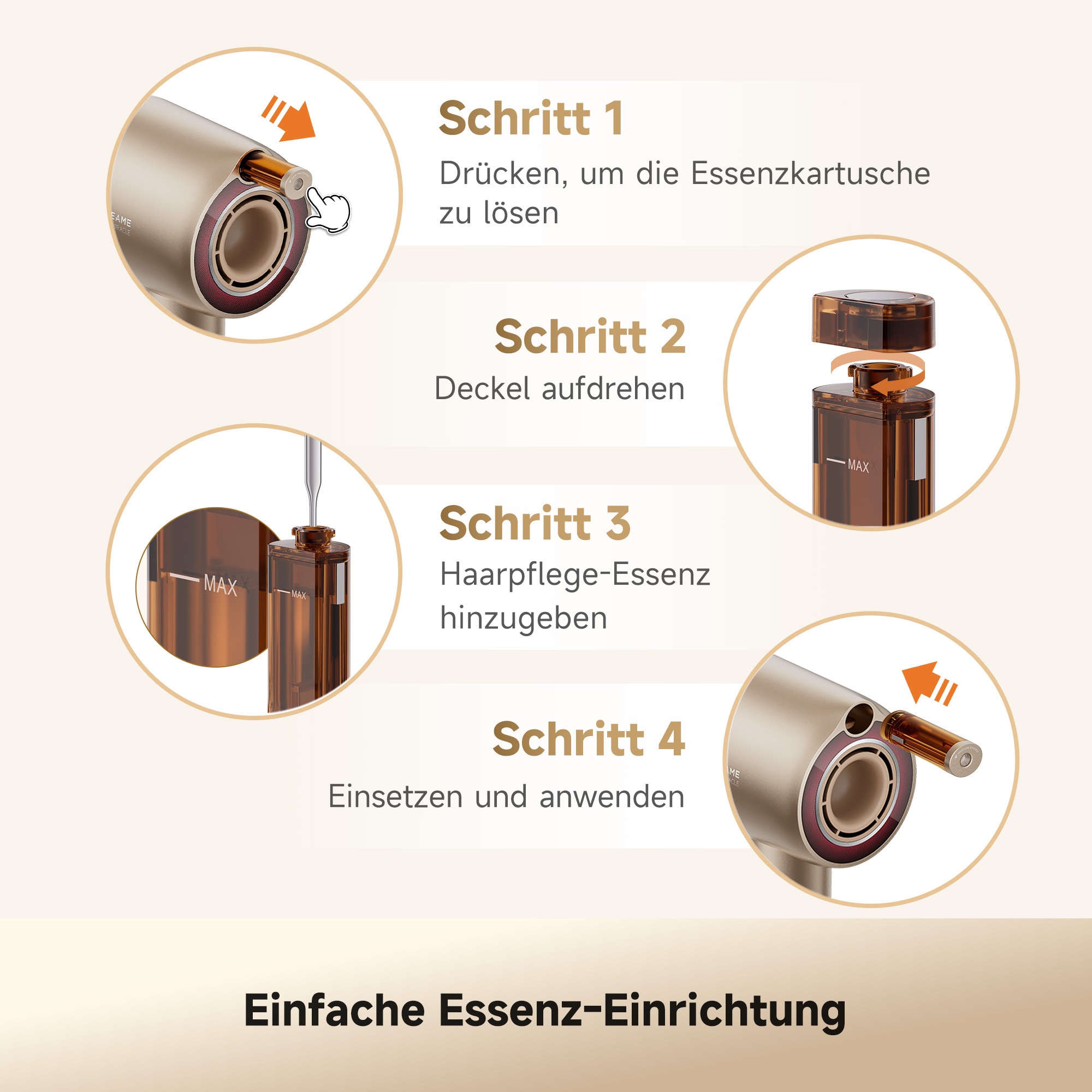 Dreame »Miracle Essence« 1.600 W 2 Aufsätze Essenz-Mikronebel, Rotlichtpflege, Anti-Frizz-Ionen