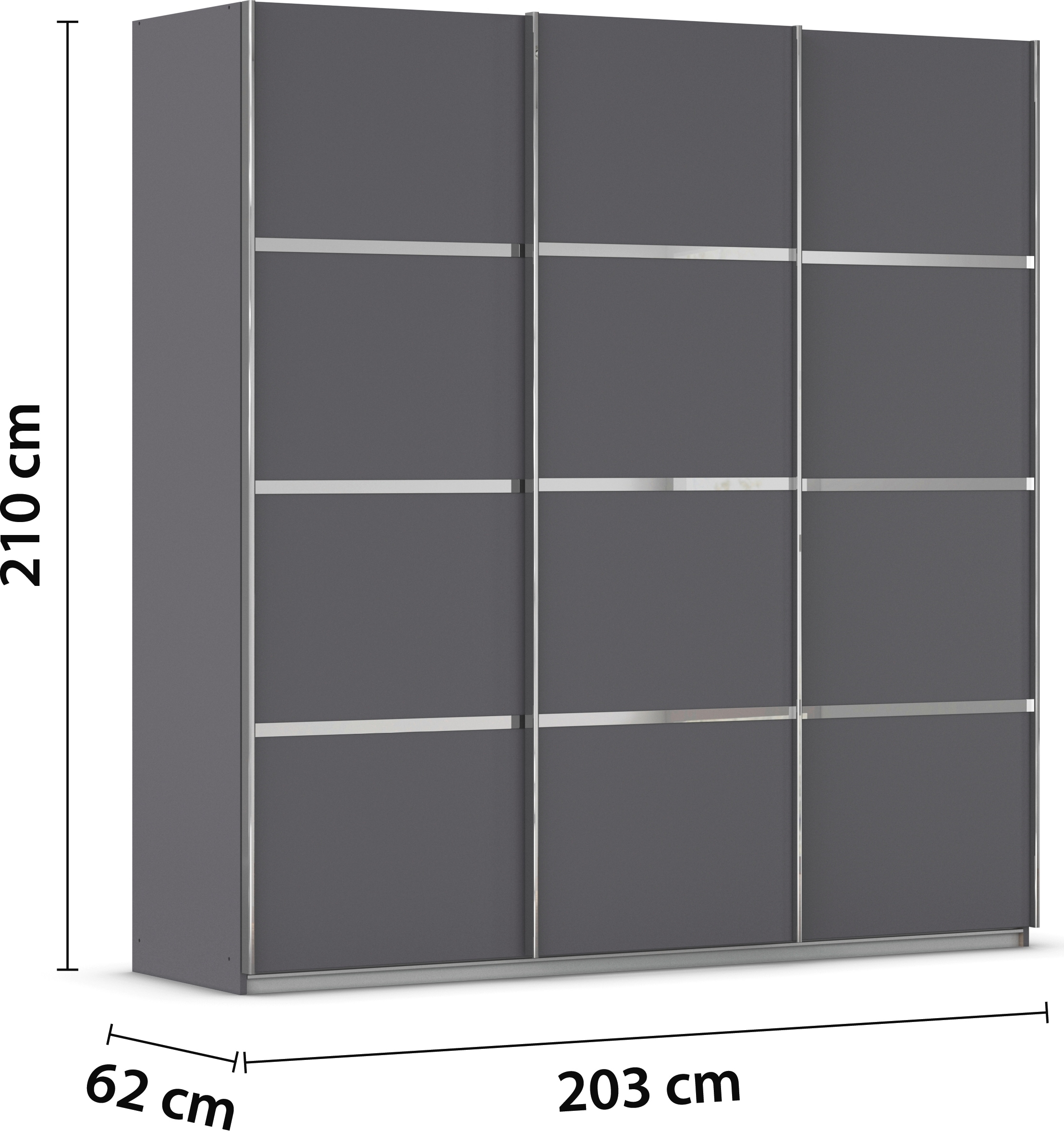 rauch Kleiderschrank »Schwebetürenschrank OTTO´s Choice Garderobe Schrank TOP ANGEBOT Avola«, (in 3 verschiedenen Ausstattungen BASIC/CLASSIC/PREMIUM), mit eleganten Zierleisten in Chrom, Schwarz oder Weiß MADE IN GERMANY