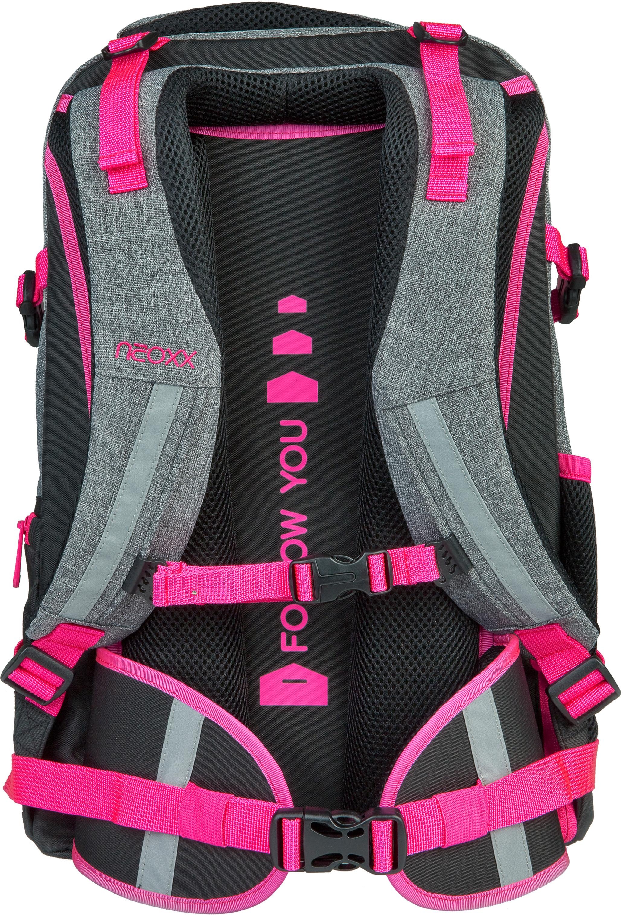 neoxx Schulrucksack »Active, Pink and Famous«, reflektierende Details, aus recycelten PET-Flaschen