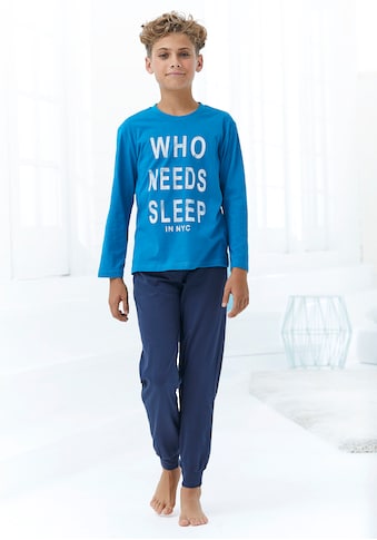 Pyjama, (2 tlg., 1 Stück), "Who needs sleep"