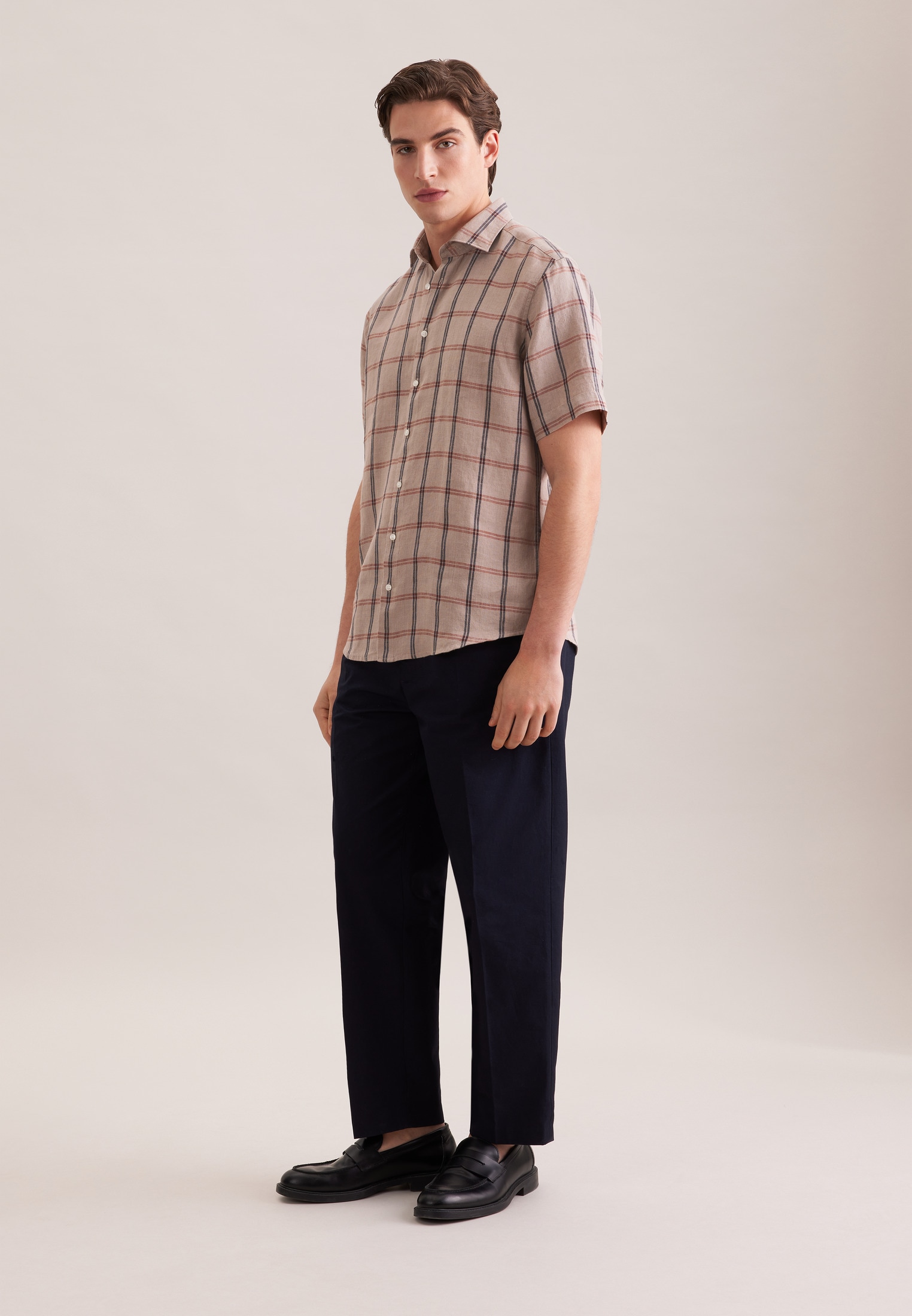 seidensticker Leinenhemd »Schwarze Rose« Regular 1/2 Kentkragen Karo