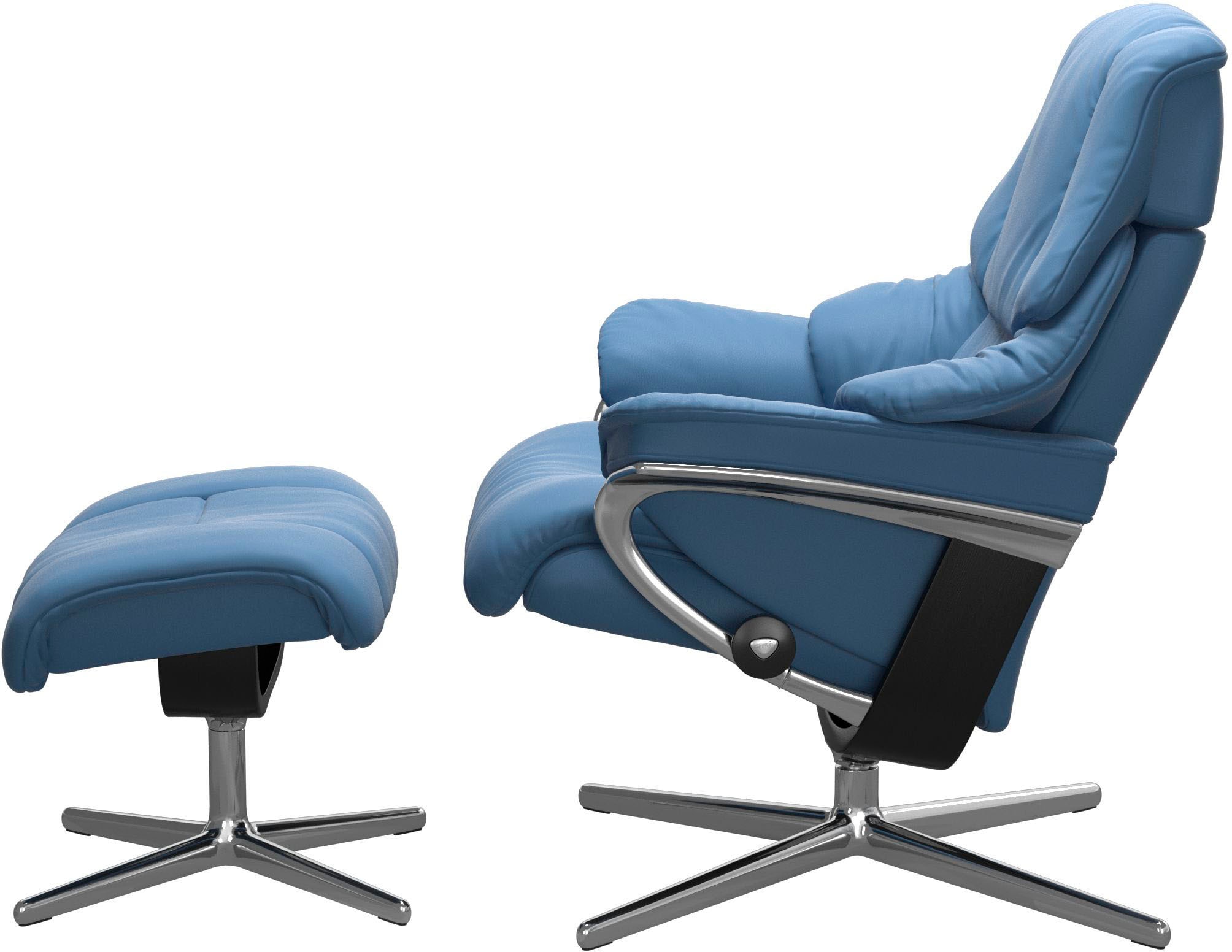 Stressless® Relaxsessel »Reno«, (Set, Relaxsessel mit Hocker), mit Hocker, mit Cross Base, Größe S, M & L, Holzakzent Schwarz