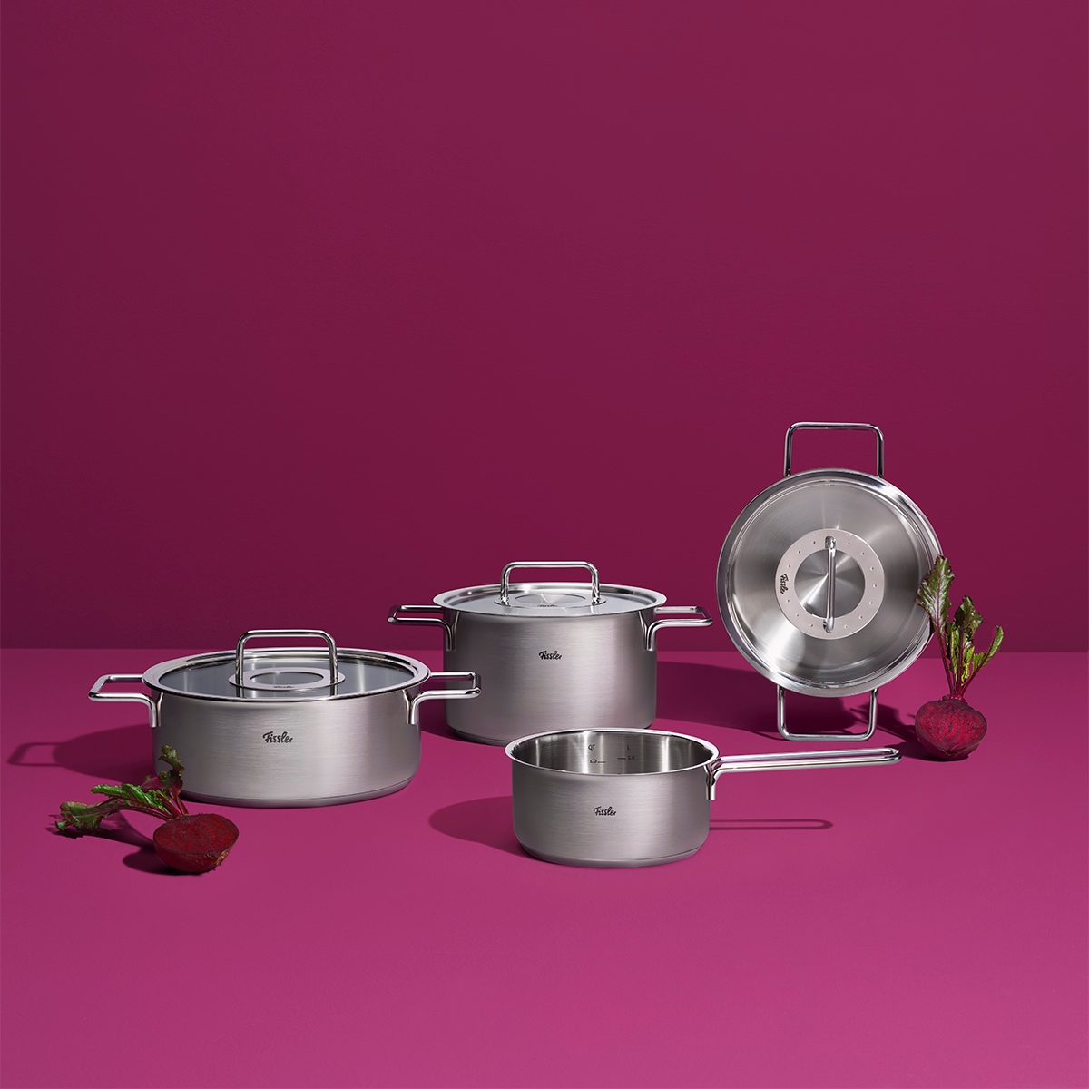 Fissler Topf-Set »Fissler Pure Collection« Set, Kochtopf 20/24cm, 4 Stk. tlg. Edelstahl 18/10