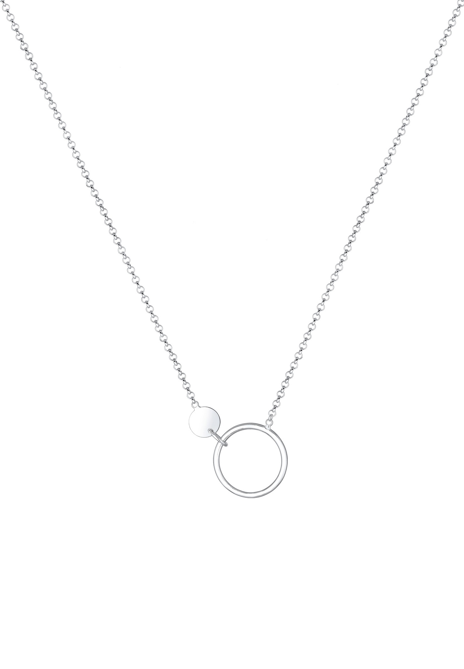 Elli Kette mit Anhänger »Halskette Erbskette Kreis Plättchen Geo Design 925 Sterling Silber«