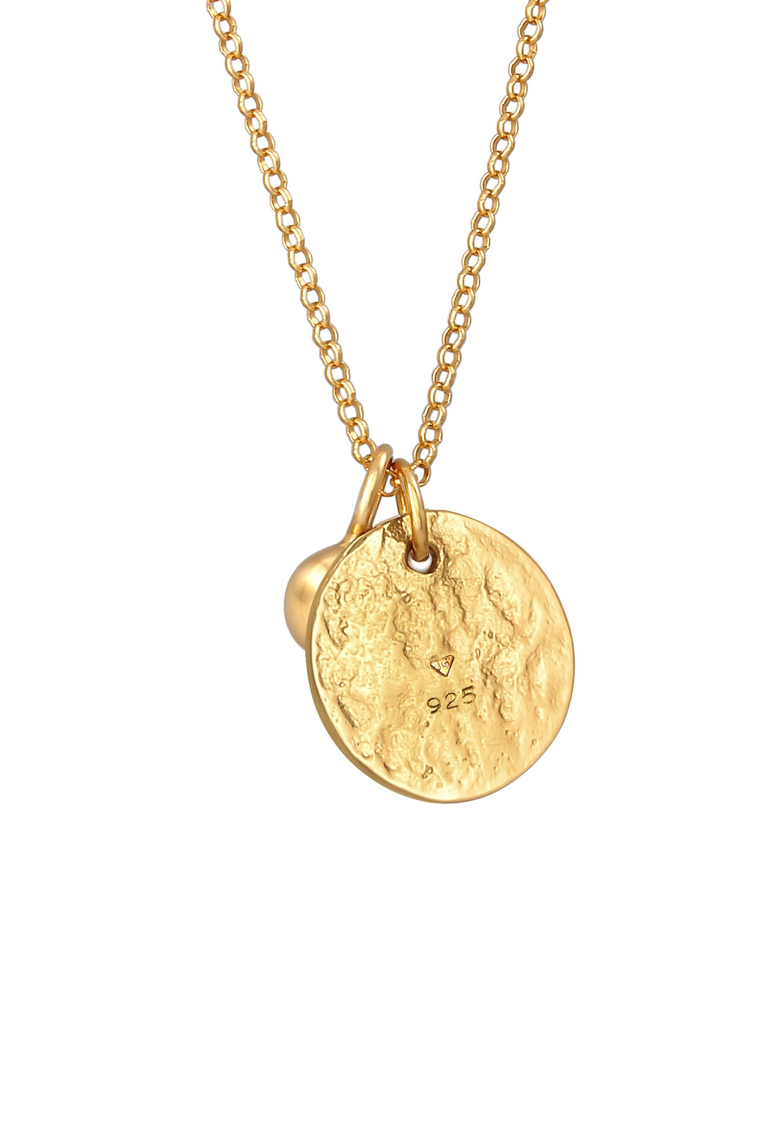 Elli Kette mit Anhänger »Halskette Plättchen Münze Organic Look Geo Kugel 925 Silber«