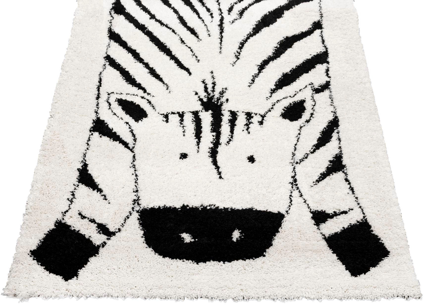 Primaflor-Ideen in Textil Kinderteppich »NOMAD - Zebra«, rechteckig, 35 mm Höhe, Hochflor, Motiv Zebra, Kinderzimmer